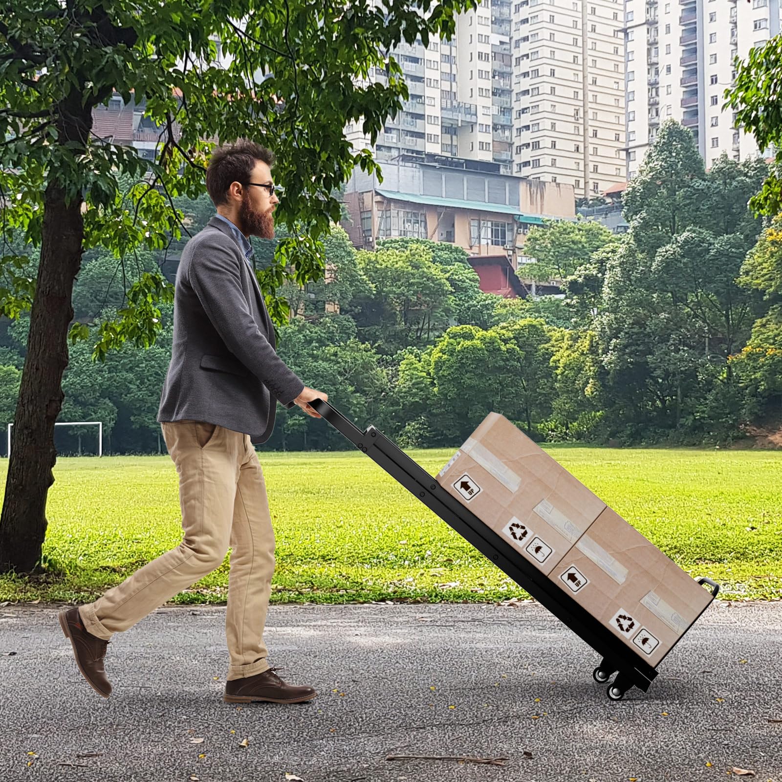 Goplus 2 in 1 Convertible Hand Truck Dolly and Step Ladder - Image 3