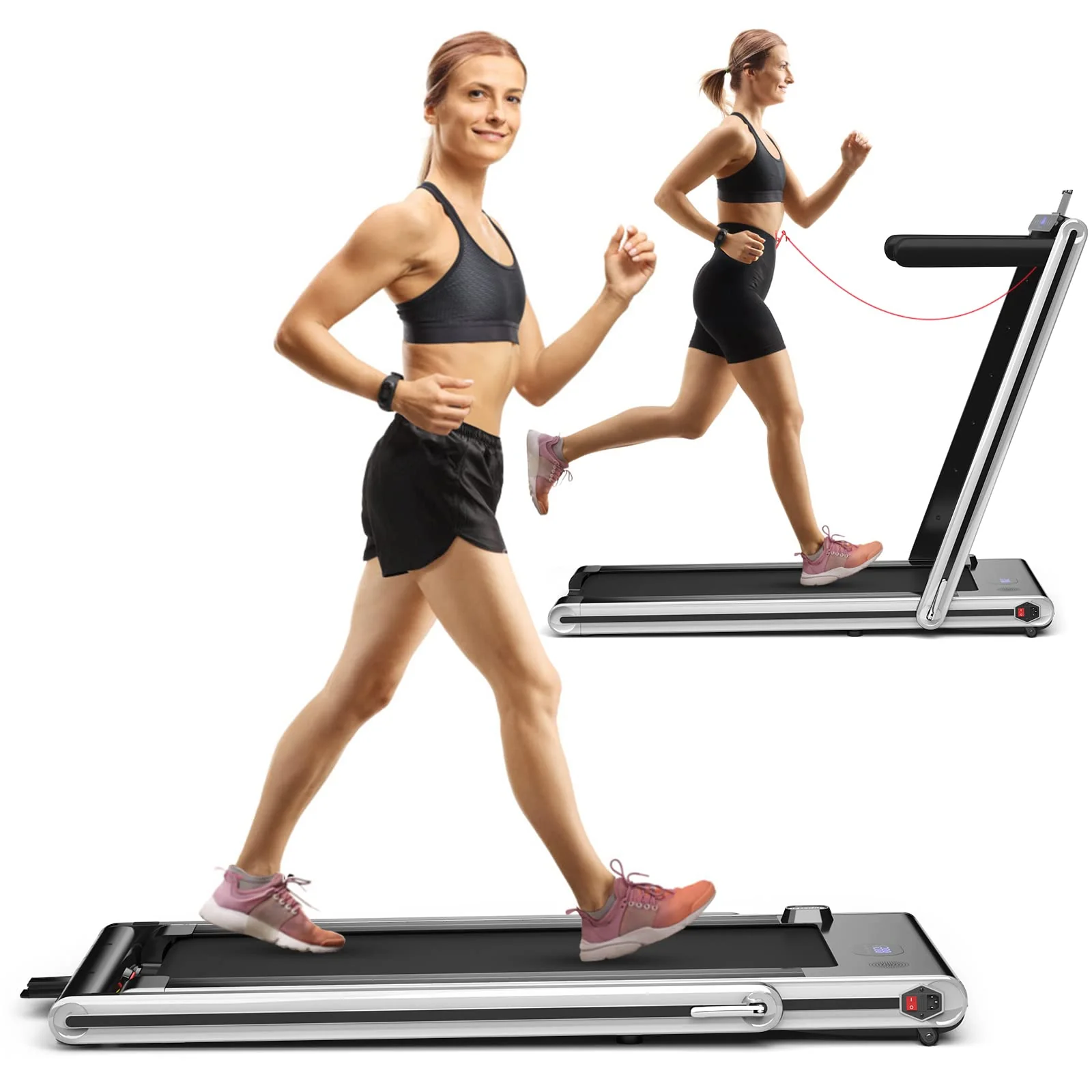 Goplus 2-in-1 Folding Treadmill, 2.25HP Electric Under Desk Treadmill W/LED Display - Image 12