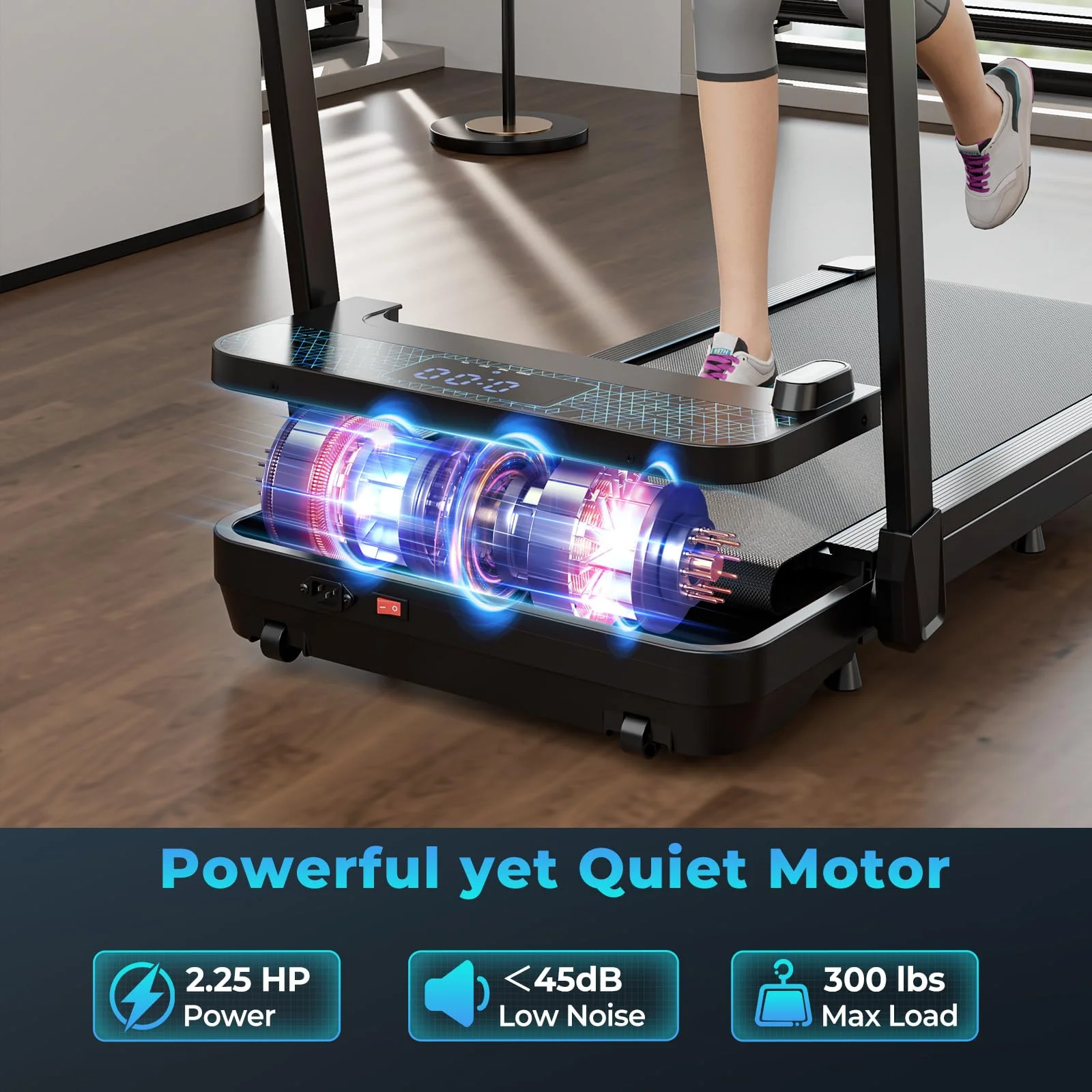 Goplus 2 in 1 Folding Treadmill, 300 LBS Capacity Walking Pad with Handle Bar, Under Desk Treadmill with Remote & APP Control - Image 6