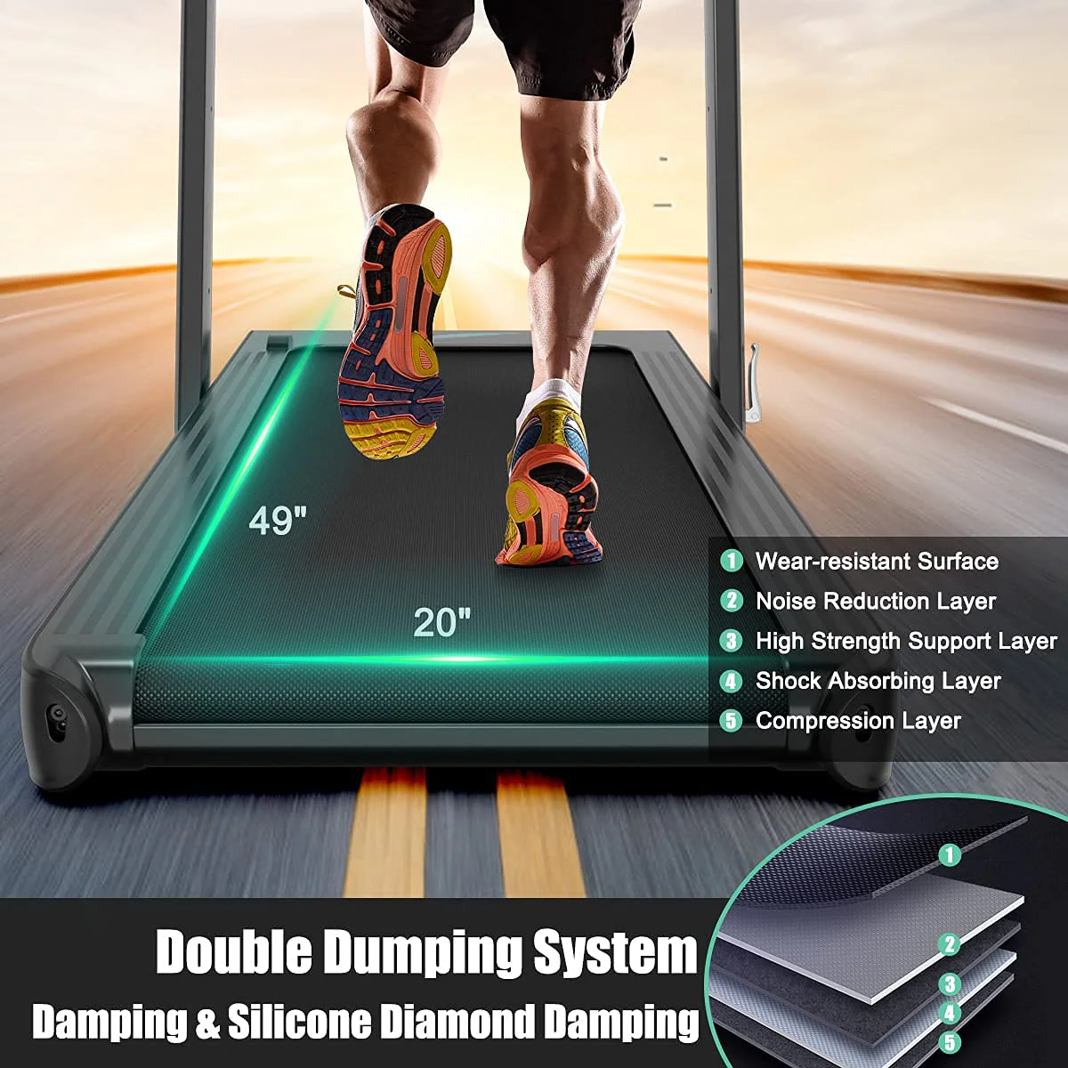 Goplus 2 in 1 Folding Treadmill, 4.75HP Superfit Under Desk Electric Treadmill with APP Control - Image 7
