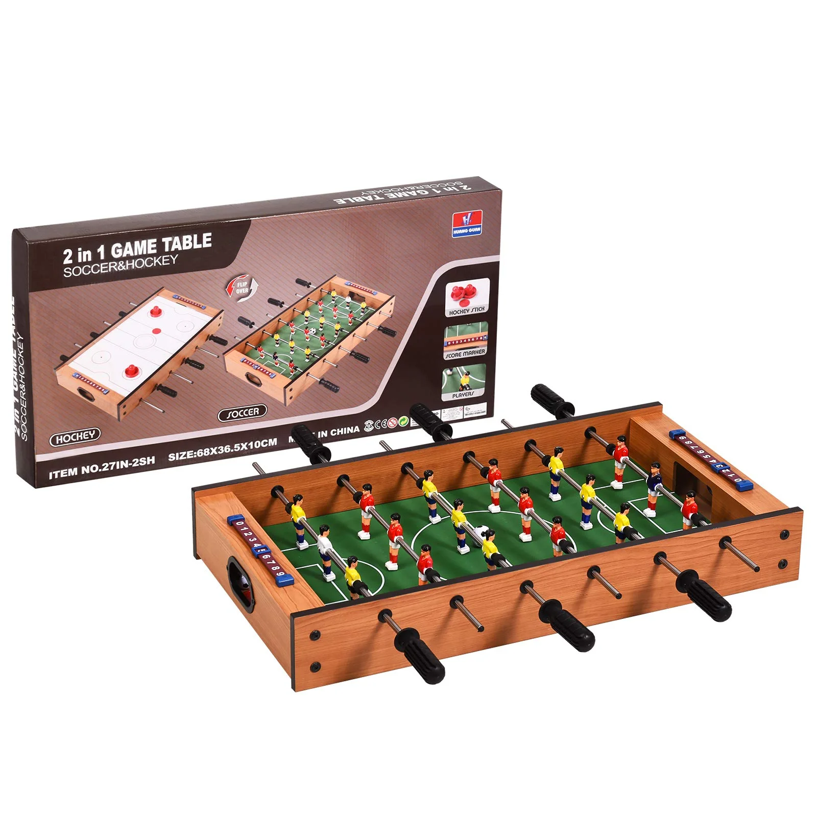 Goplus 2 in 1 Multi Game Table, Mini Foosball Table & Air Hockey Table with Realistic Playing Field - Image 7