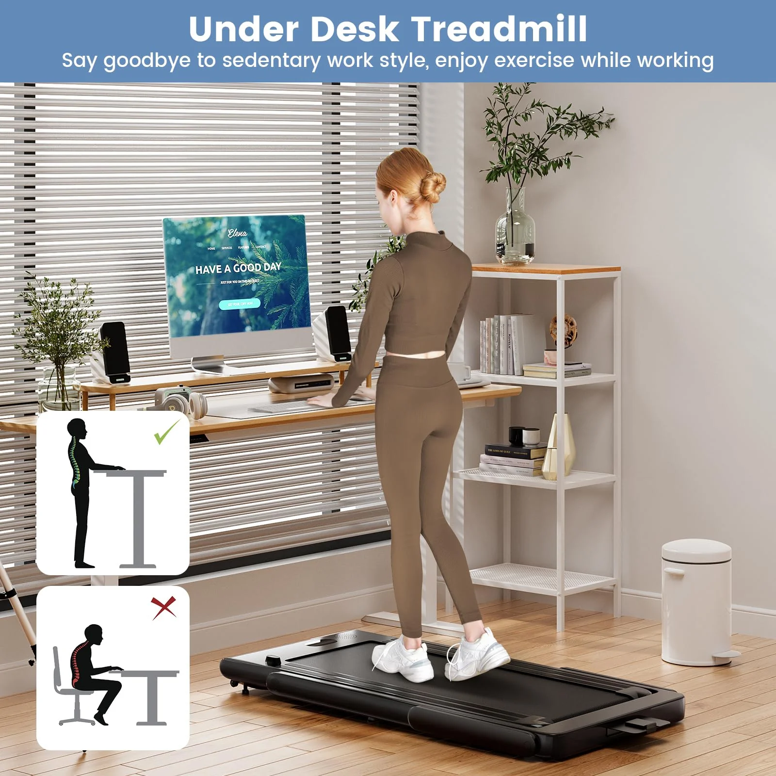 Goplus 2 in 1 Under Desk Treadmill, 2.25HP Superfit Folding Treadmill with Touch Panel Control, Treadmills for Home Office - Image 7