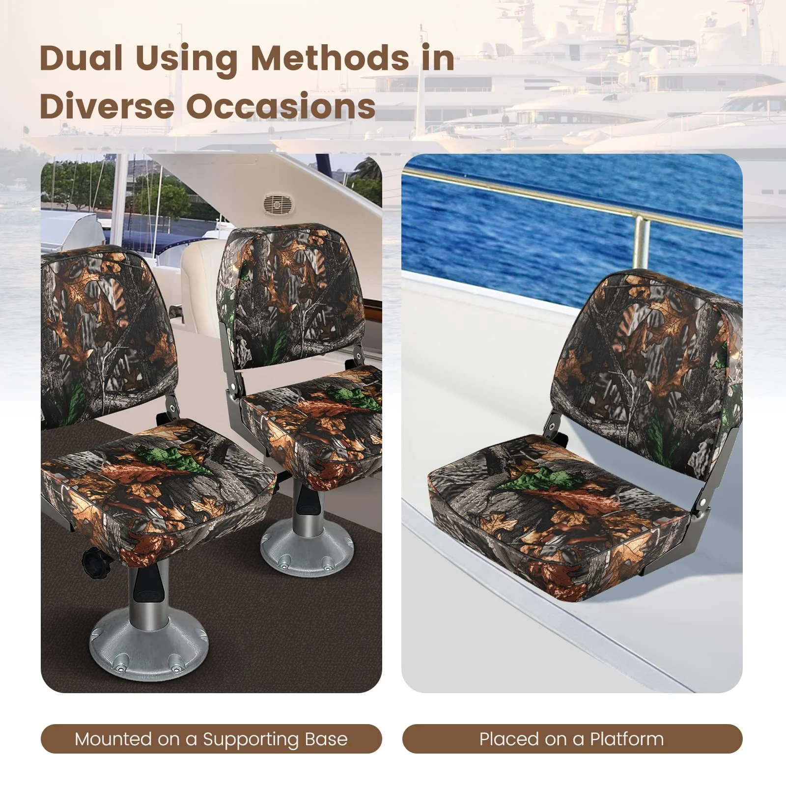 Goplus 2 Pack Boat Seat, Folding Low Back Fishing Seat - Image 4