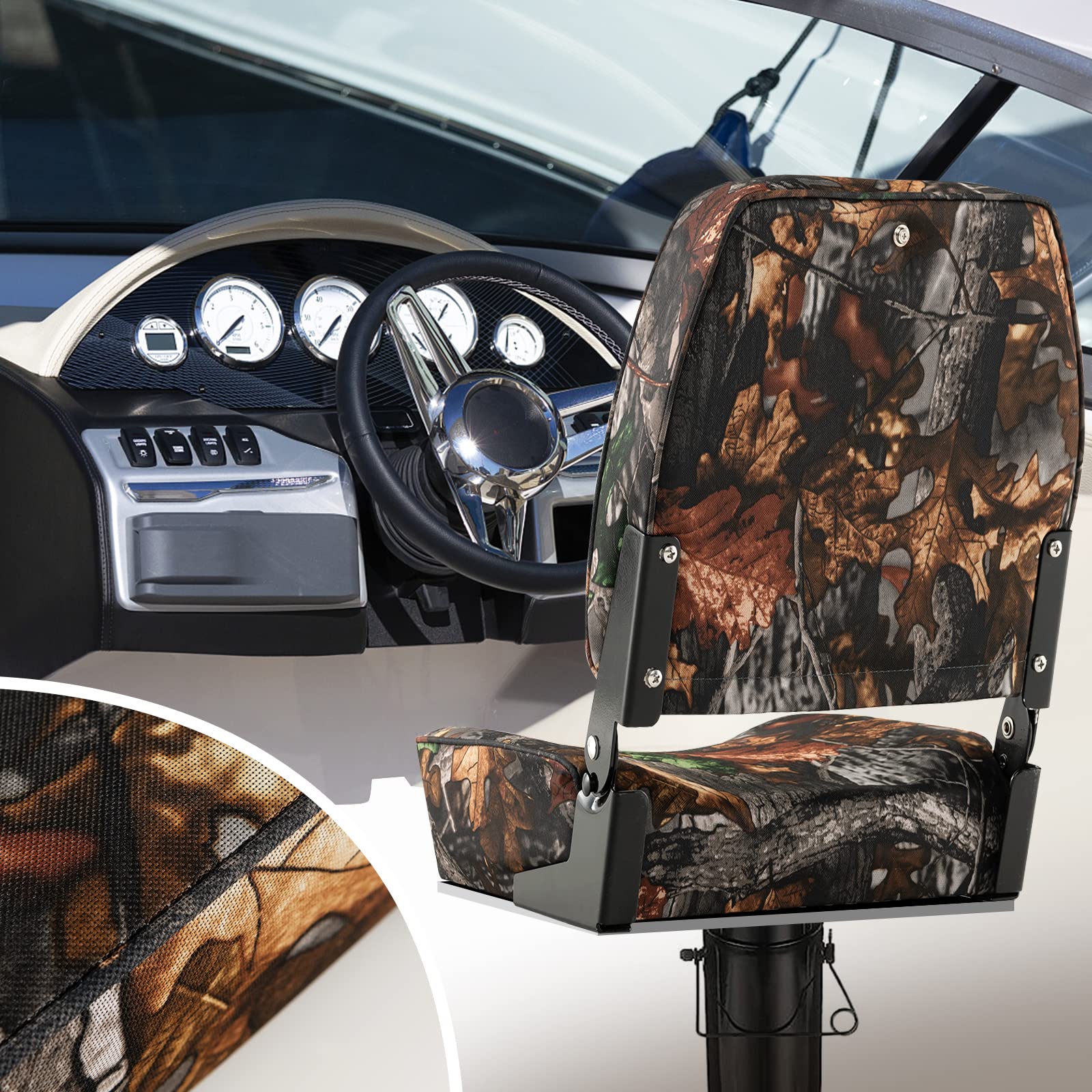 Goplus 2 Pack Boat Seat, Folding Low Back Fishing Seat - Image 9