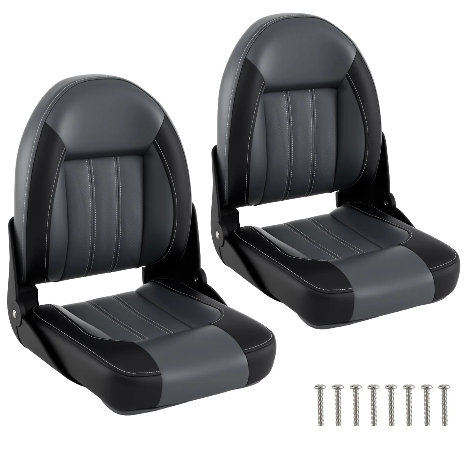 Goplus 2-Pack Folding High Back Boat Chairs | Waterproof PVC Leather Cabin Seating