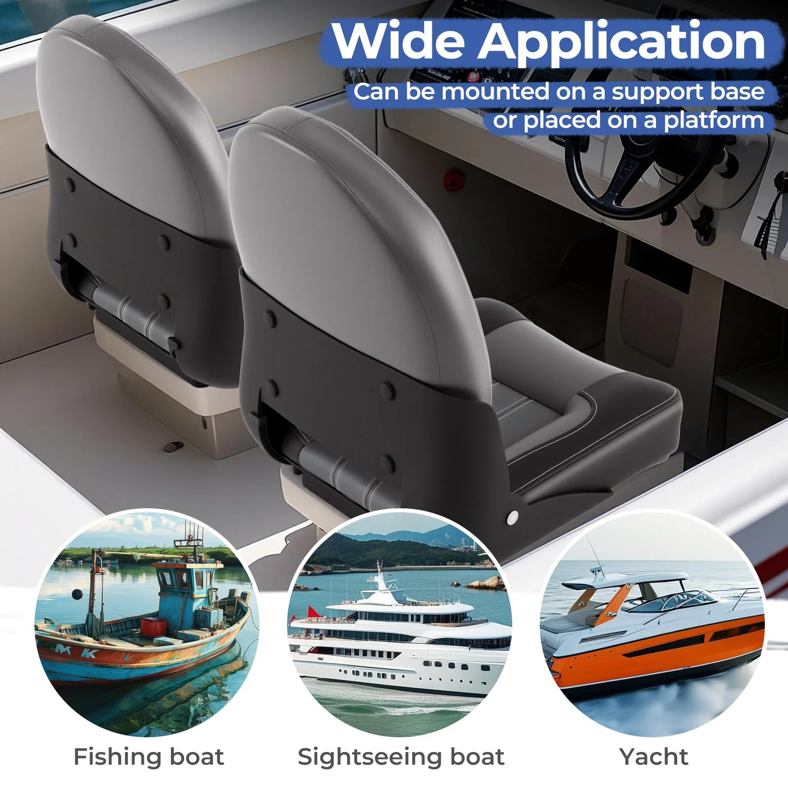 Goplus 2-Pack Folding High Back Boat Chairs | Waterproof PVC Leather Cabin Seating - Image 7