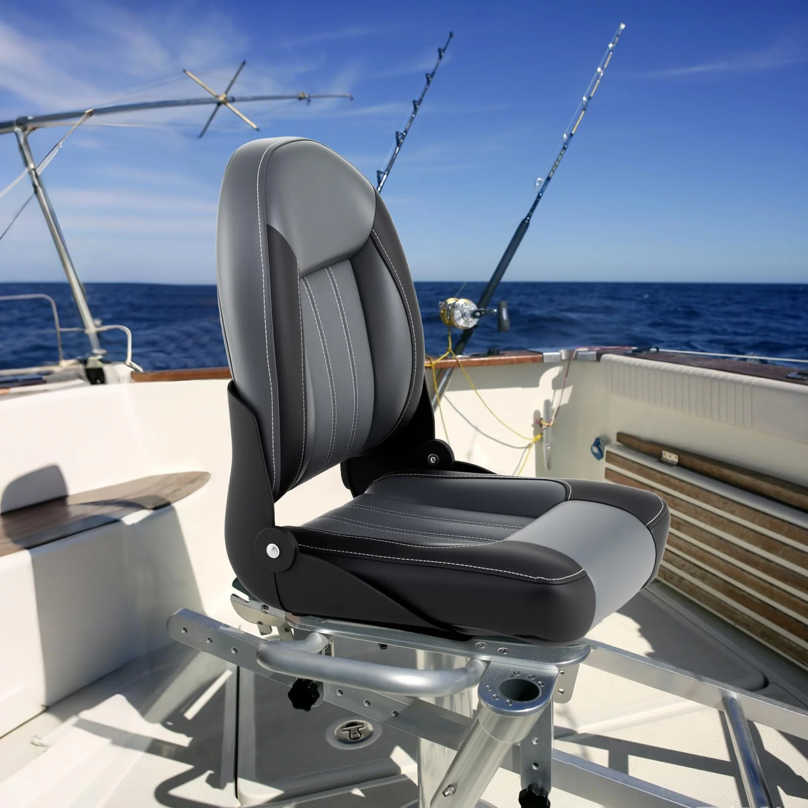 Goplus 2-Pack Folding High Back Boat Chairs | Waterproof PVC Leather Cabin Seating - Image 9