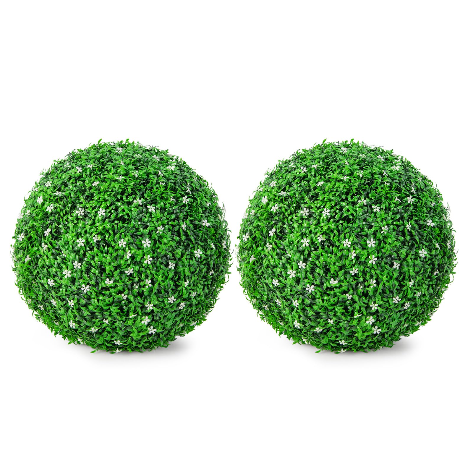 Goplus 2 PCS 19.5 Inch Artificial Plant Topiary Ball, Round Holly Faux Boxwood Balls