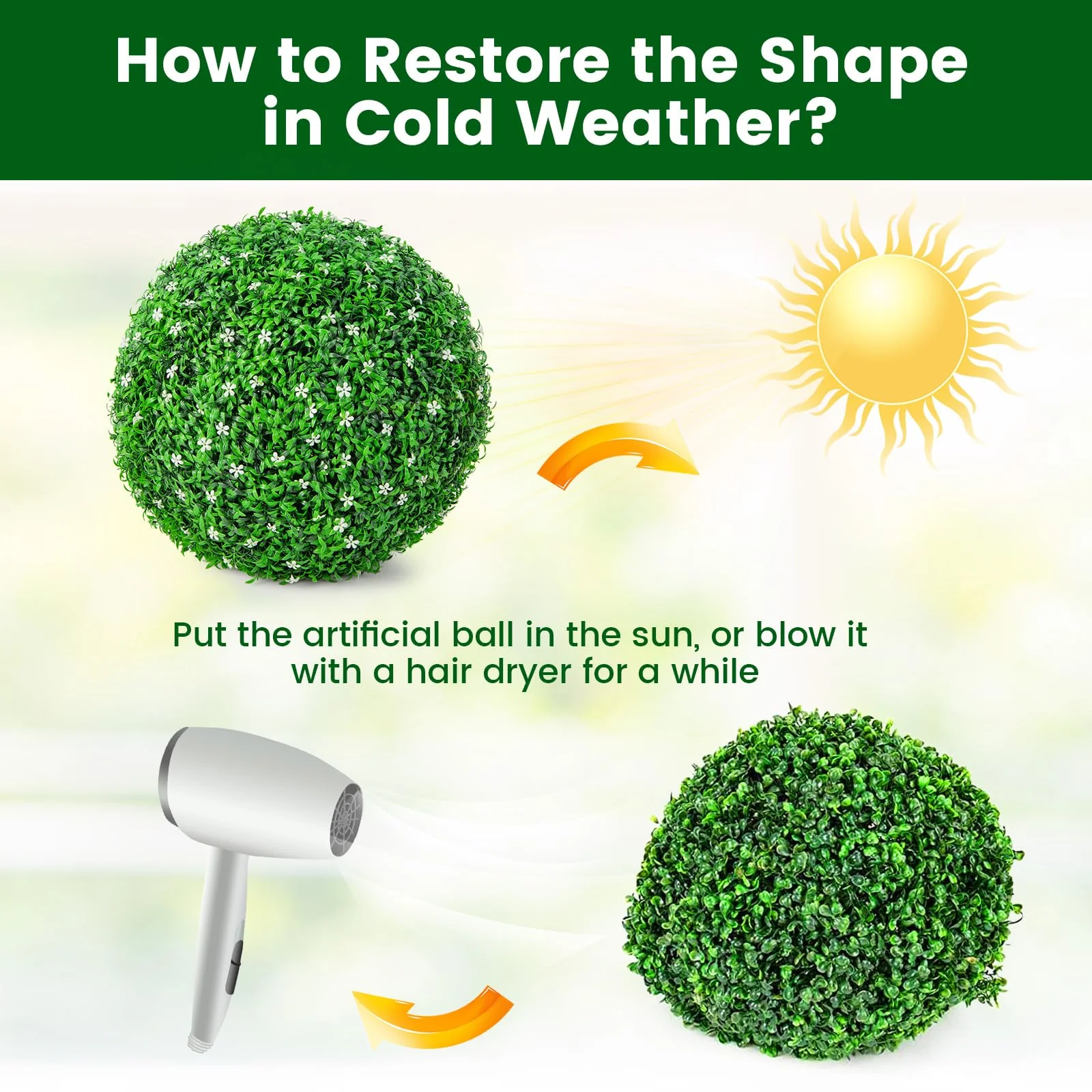 Goplus 2 PCS 19.5 Inch Artificial Plant Topiary Ball, Round Holly Faux Boxwood Balls - Image 5