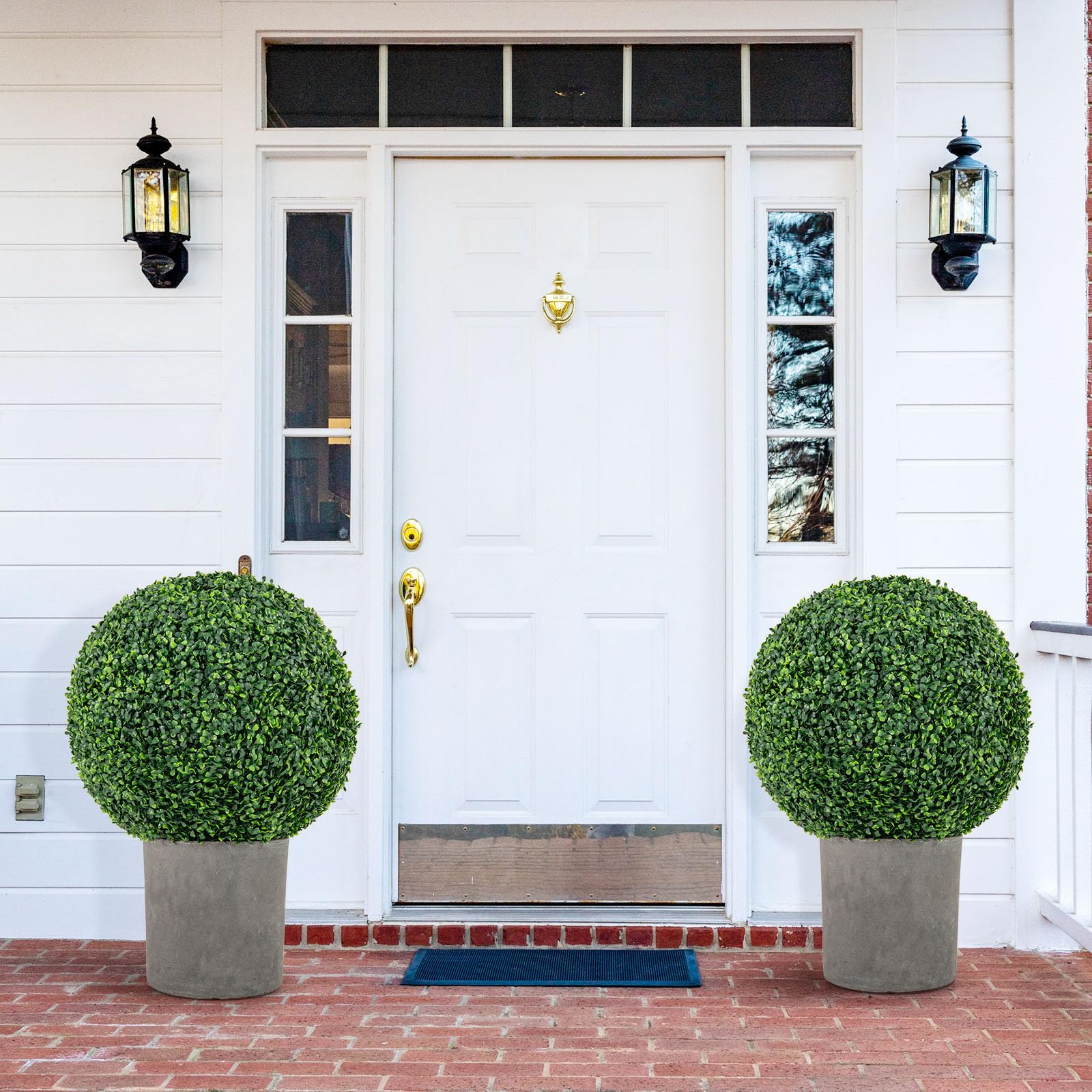 Goplus 2 PCS 20 Inch Artificial Plant Topiary Ball, Round Faux Boxwood Balls Outdoor - Image 2