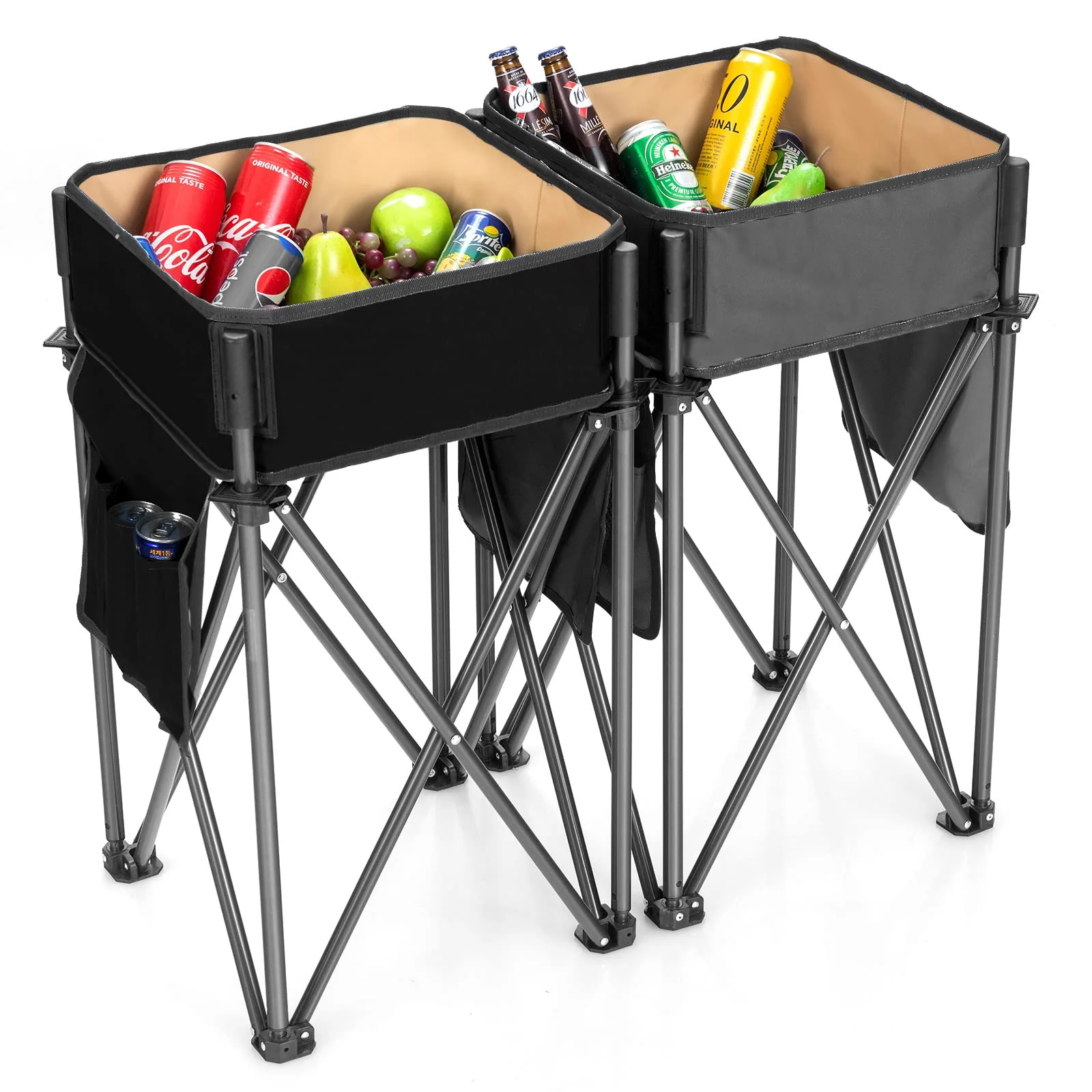 Goplus 2 PCS Folding Camping Tables, Portable Picnic Tables with Large Capacity Storage Sink - Image 10