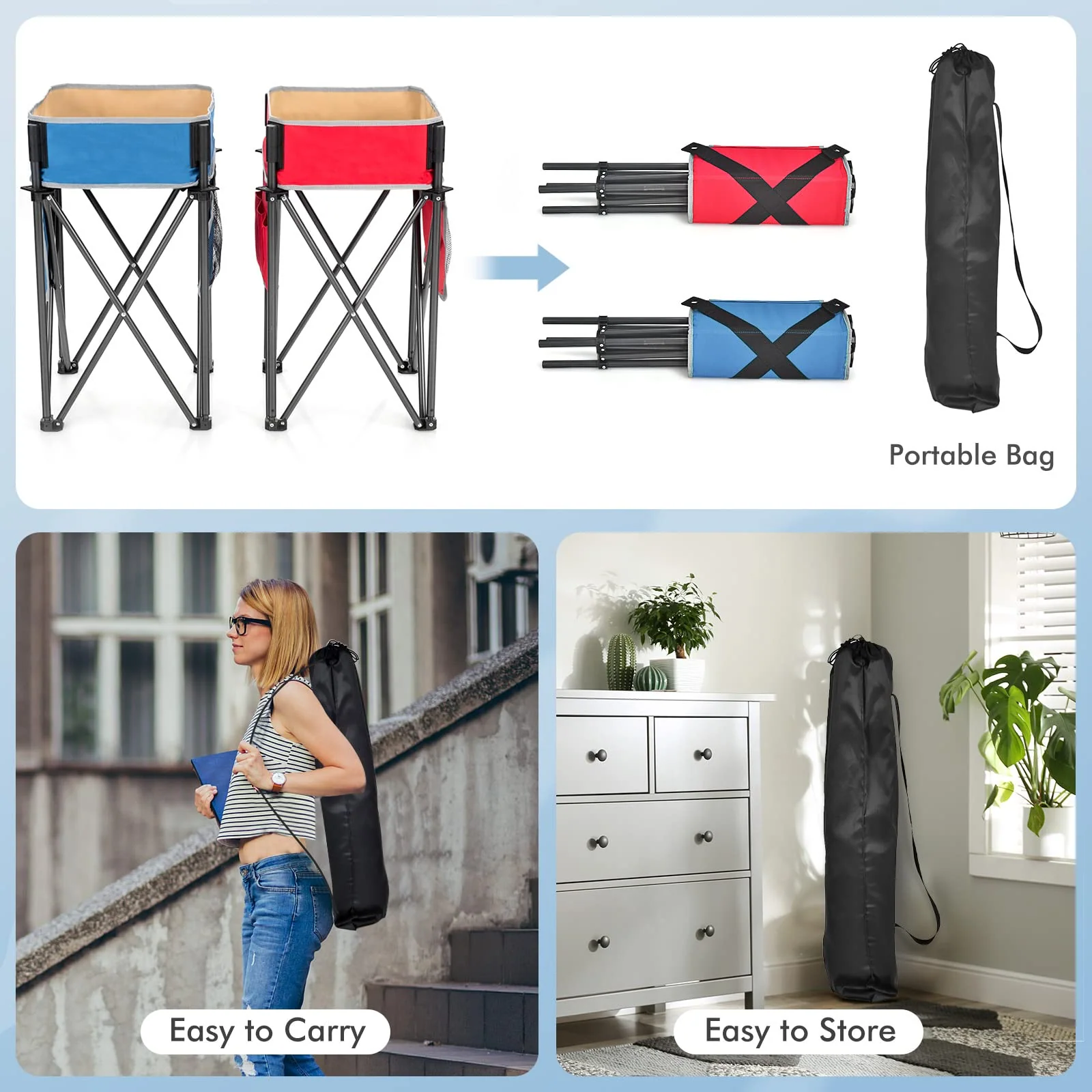 Goplus 2 PCS Folding Camping Tables, Portable Picnic Tables with Large Capacity Storage Sink - Image 6