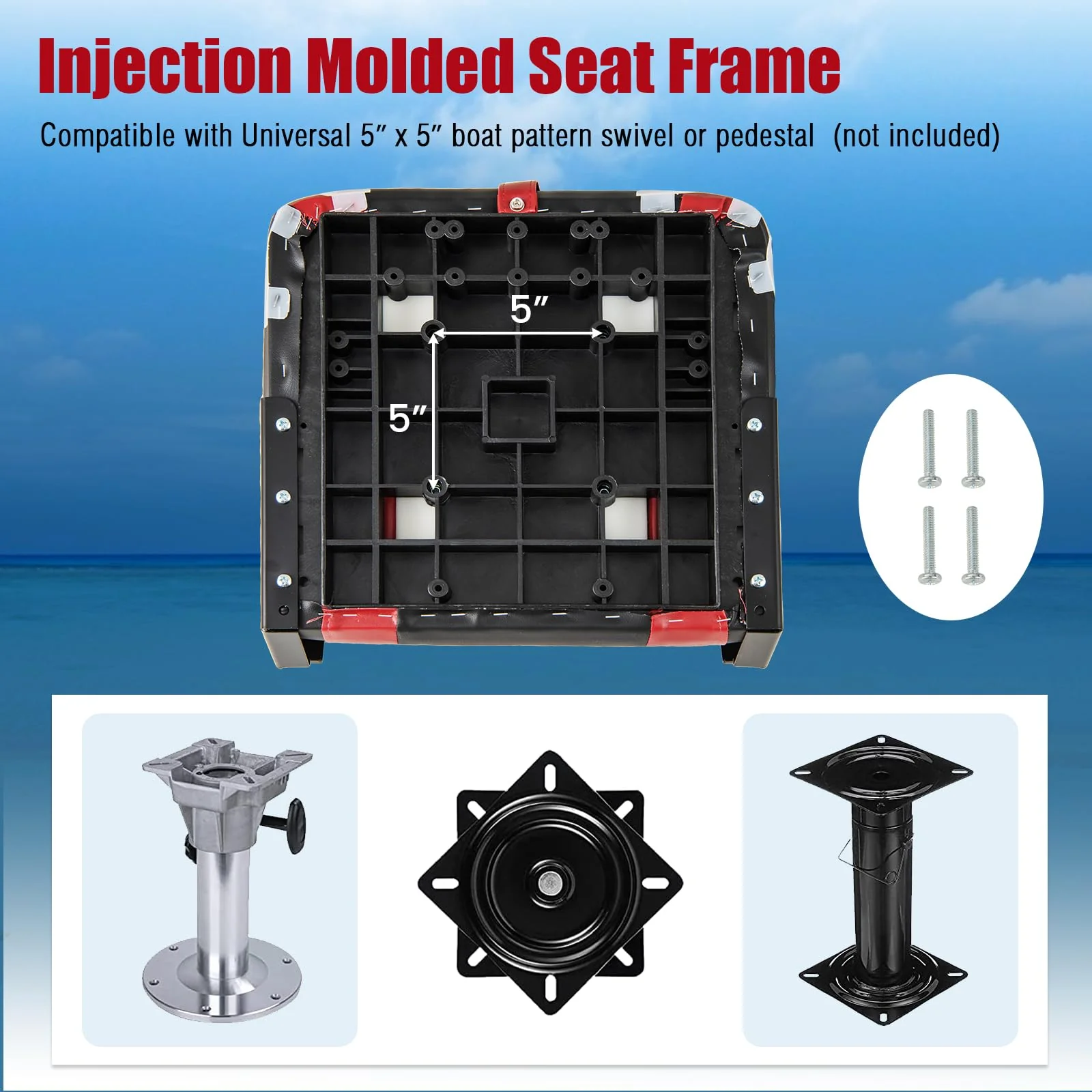 Goplus 2 Pieces High Back Folding Boat Seat Set with Sponge Cushion - Image 7