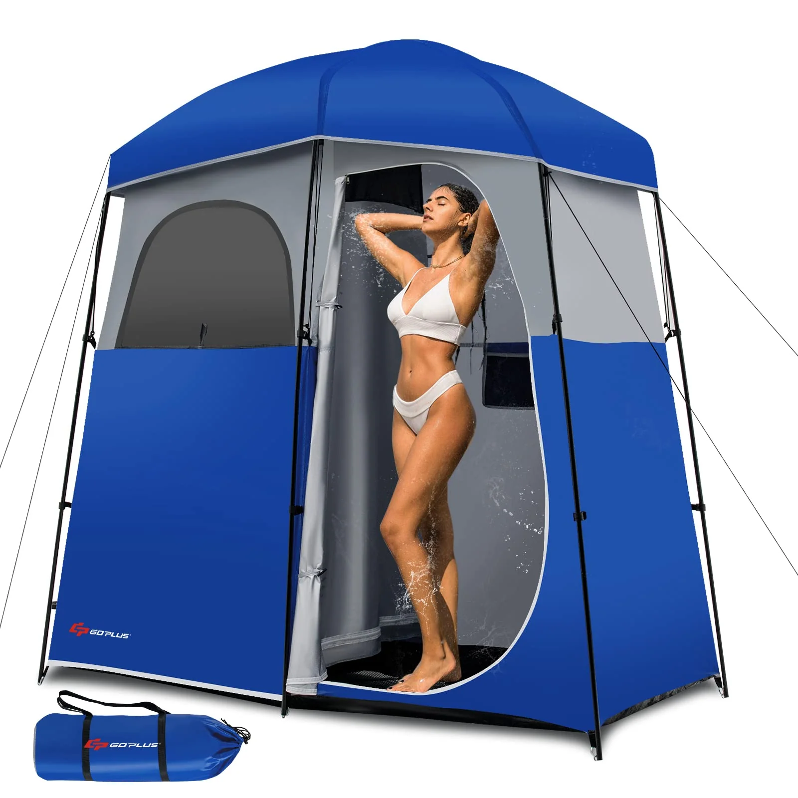 Goplus 2 Rooms Shower Tent, Oversize Outdoor Privacy Shelter Tent with Carrying Bag