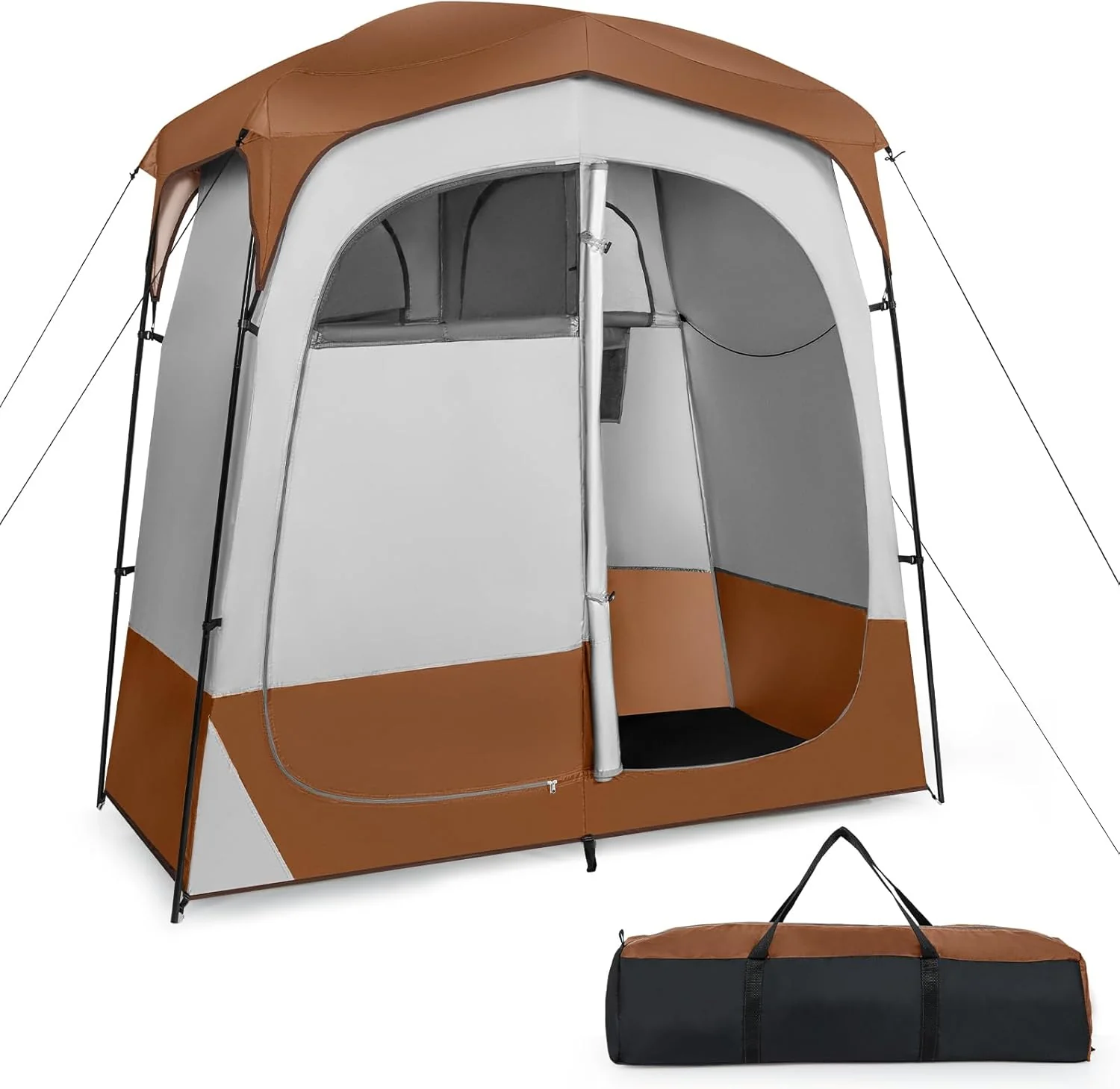 Goplus 2 Rooms Shower Tent, Oversize Outdoor Privacy Shelter Tent with Carrying Bag - Image 10