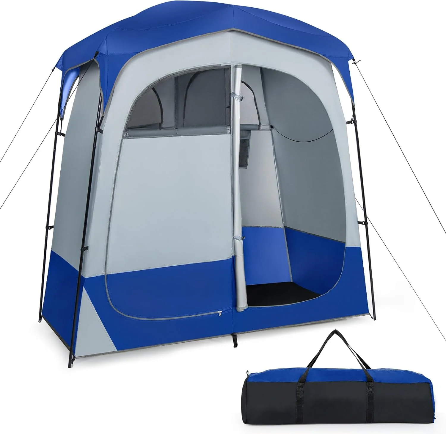 Goplus 2 Rooms Shower Tent, Oversize Outdoor Privacy Shelter Tent with Carrying Bag - Image 11