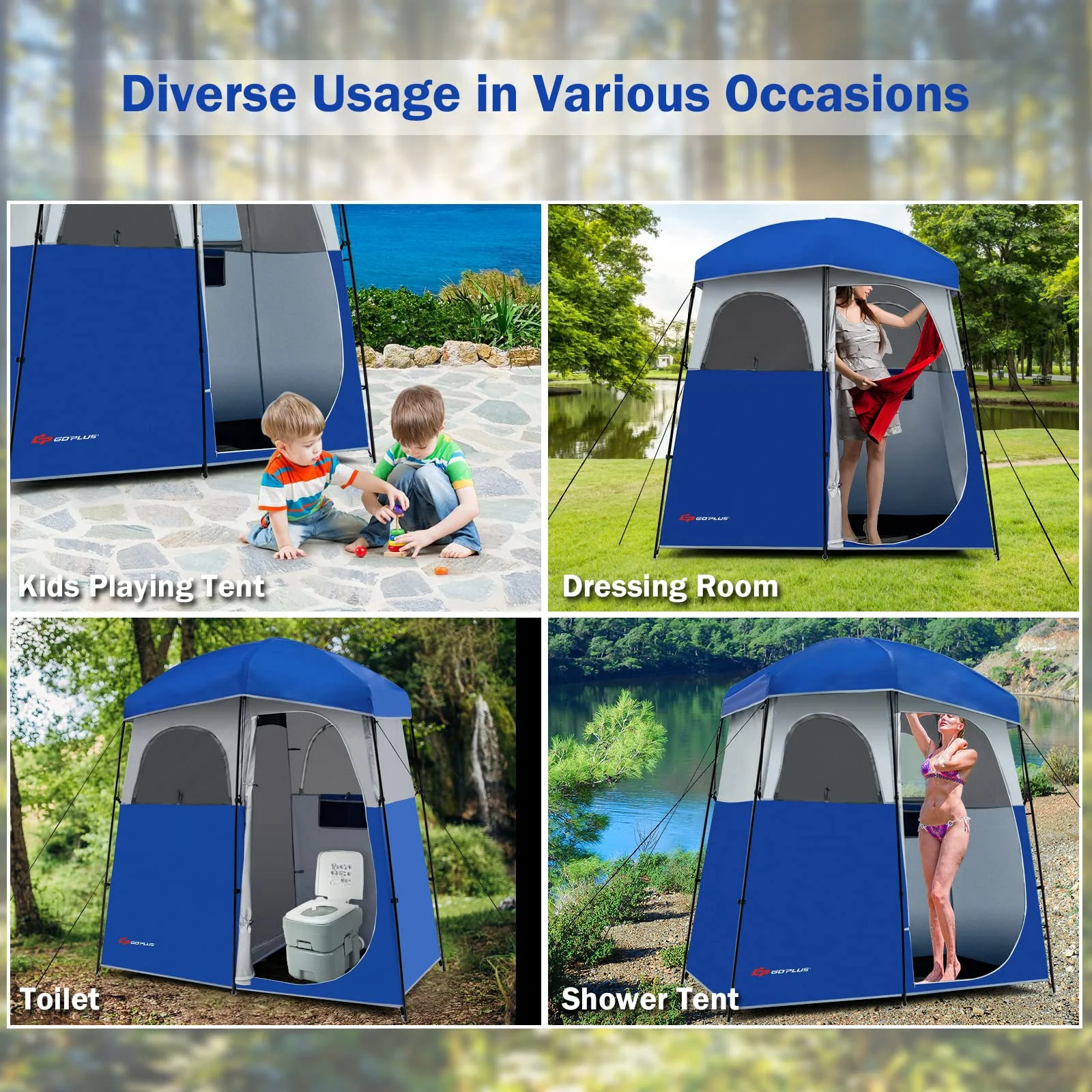 Goplus 2 Rooms Shower Tent, Oversize Outdoor Privacy Shelter Tent with Carrying Bag - Image 6