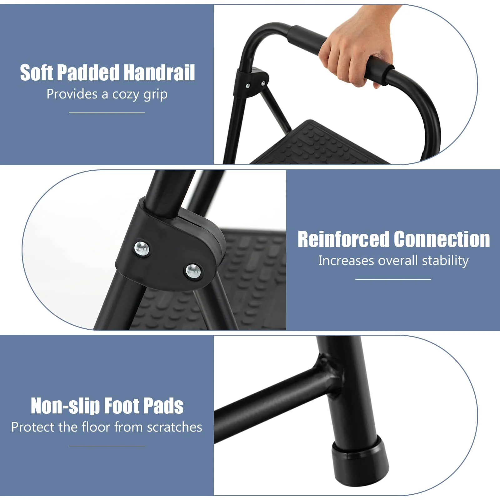 Goplus 2 Step Ladder, Folding Step Stool with Extra Wide and Anti-Slip Pedals - Image 3
