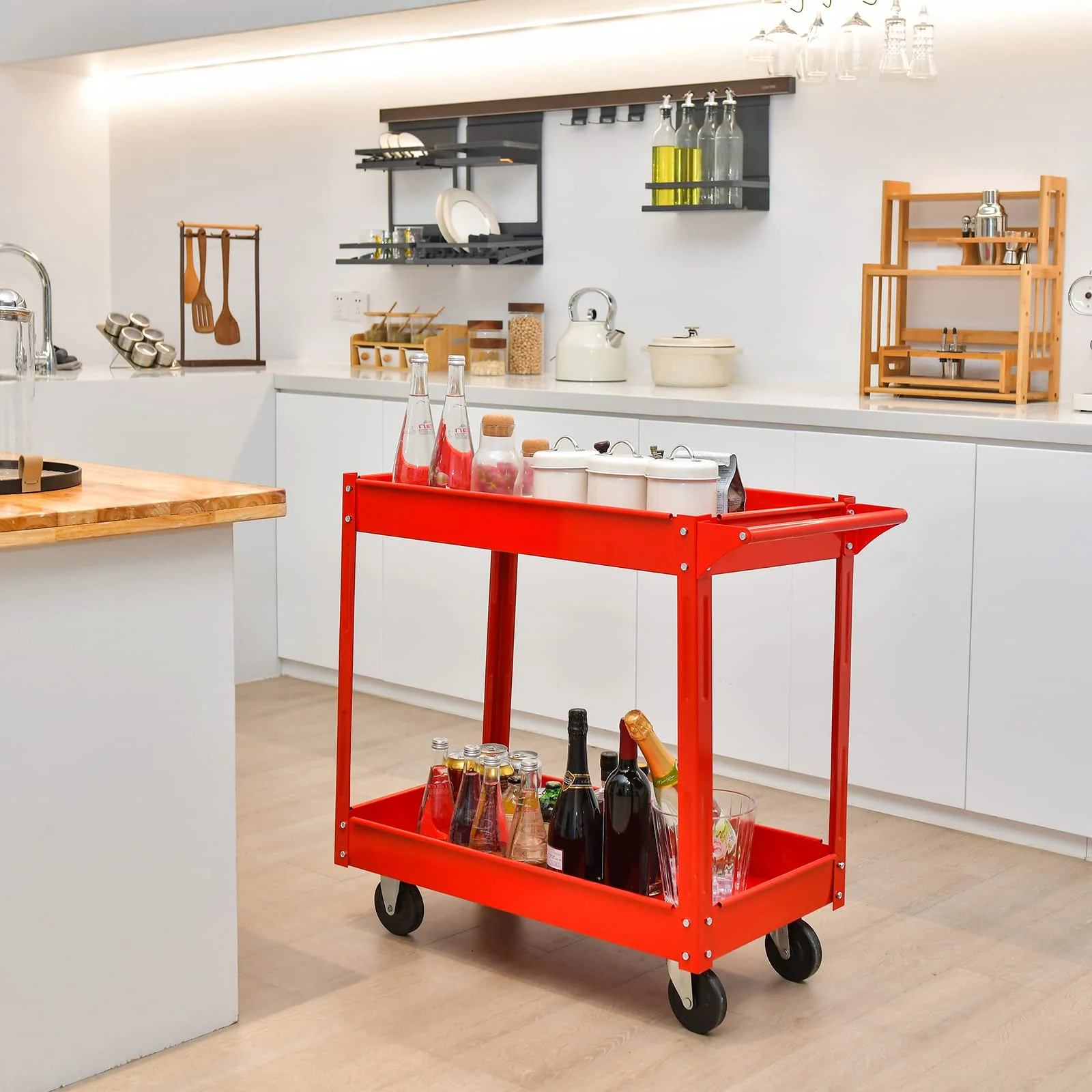 Goplus 2-Tier Utility Cart, Heavy Duty Commercial Service Tool Cart - Image 8