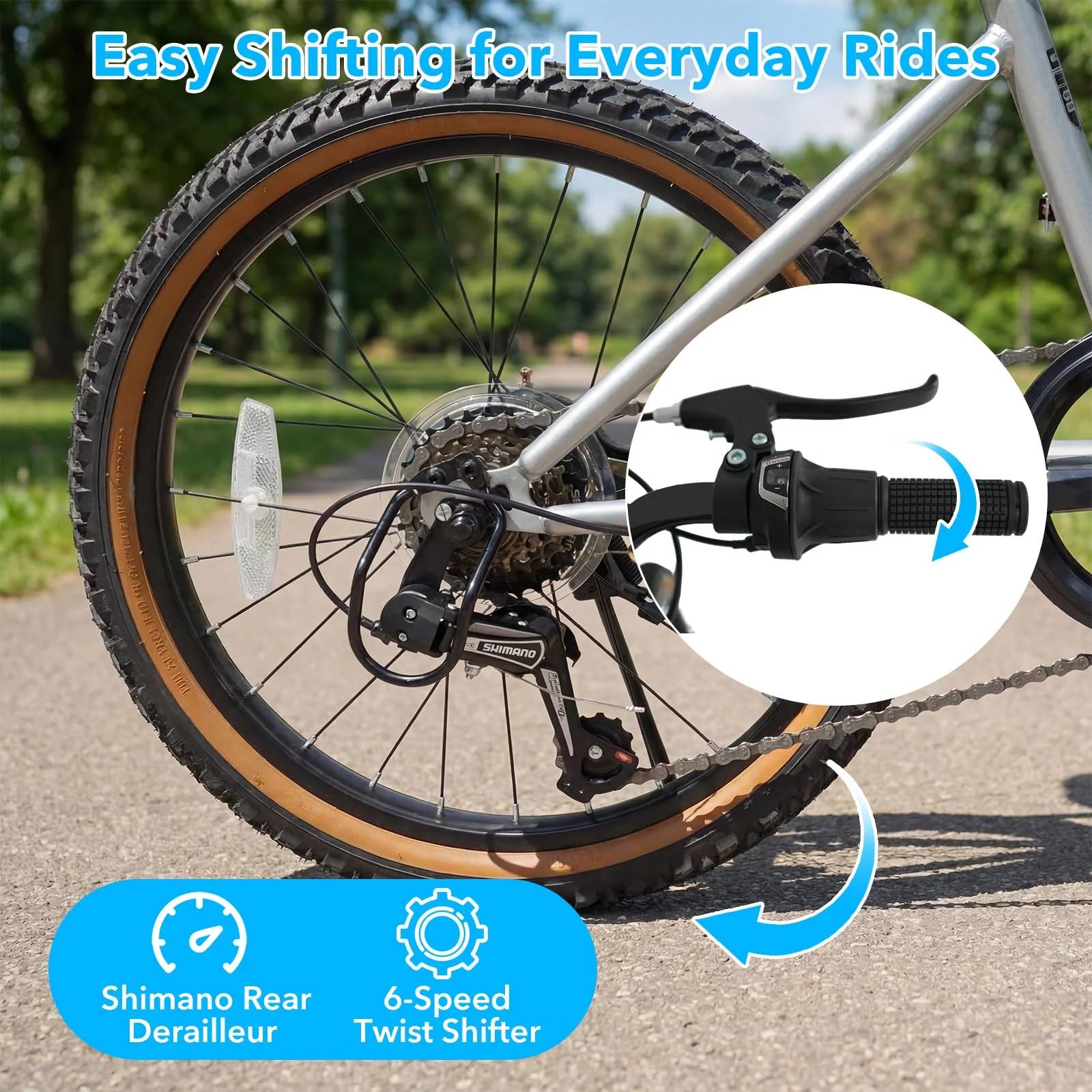 Goplus 20" LED-lit Hybrid Cycling Bike w/Stereo Speakers & High Carbon Steel Frame - Image 4