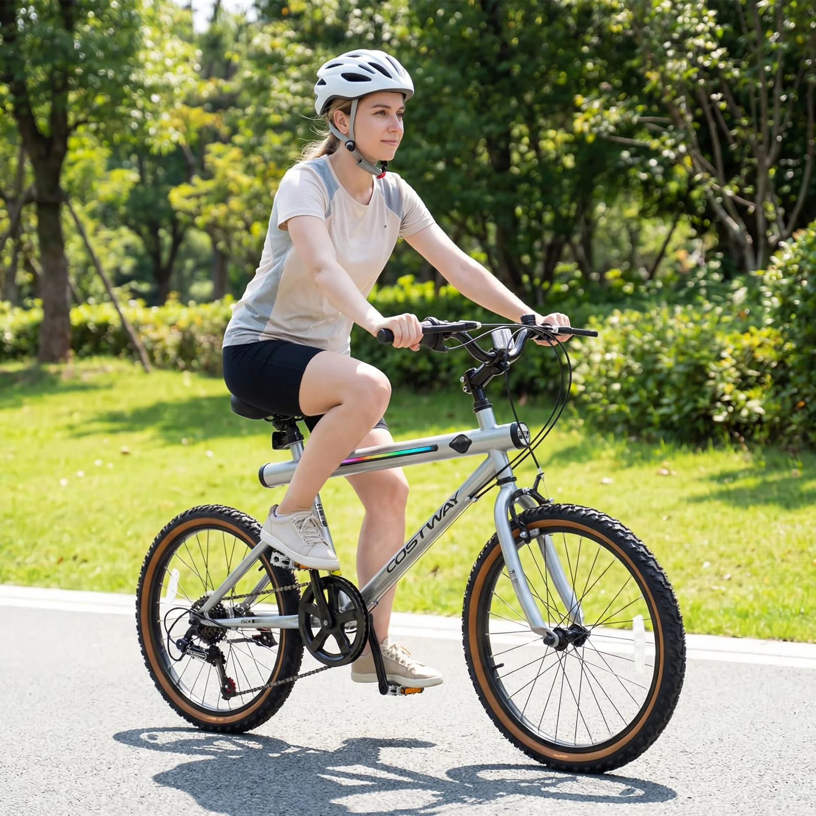 Goplus 20" LED-lit Hybrid Cycling Bike w/Stereo Speakers & High Carbon Steel Frame - Image 9