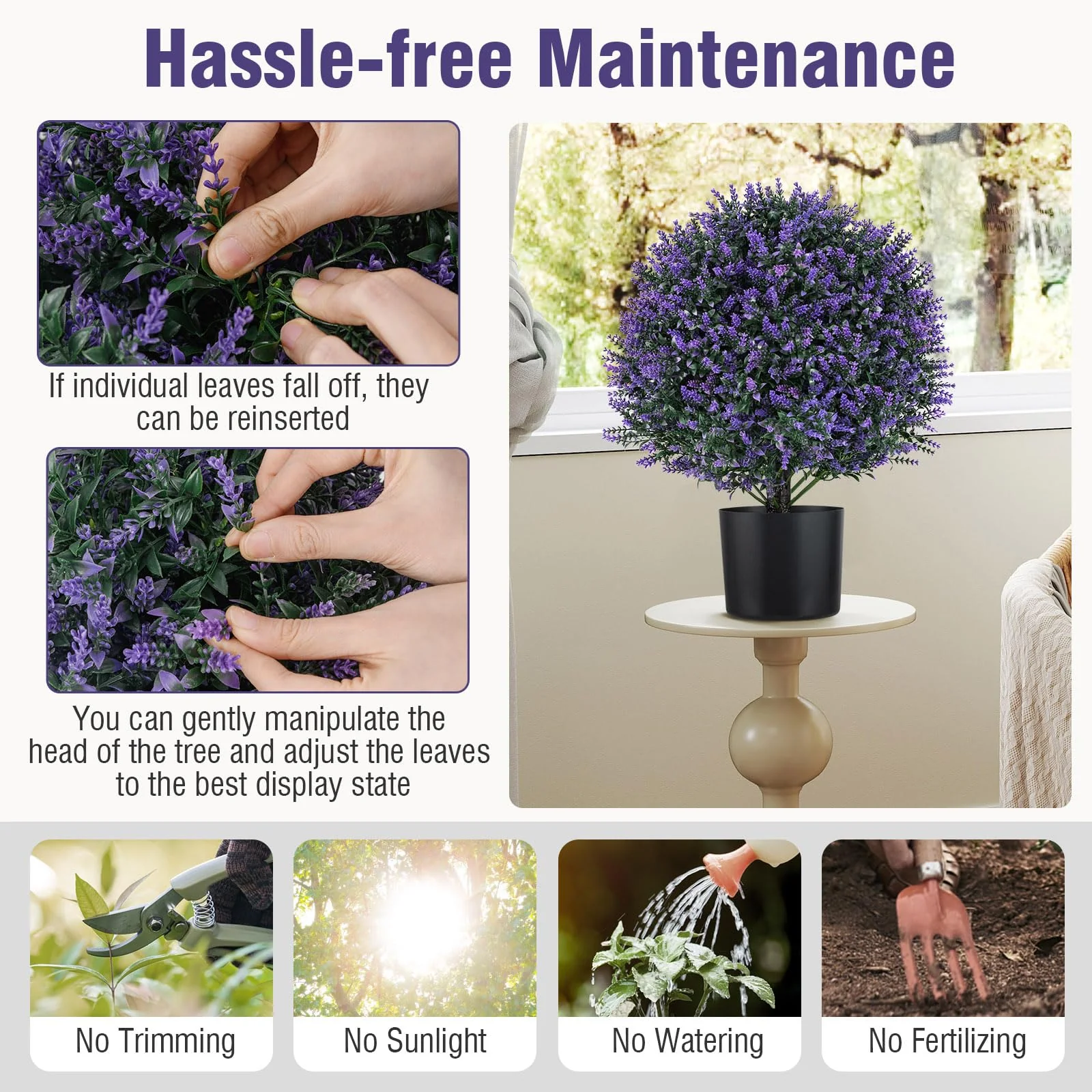 Goplus 21.5’’ Artificial Lavender Topiary Ball Tree Set of 2 - Image 5