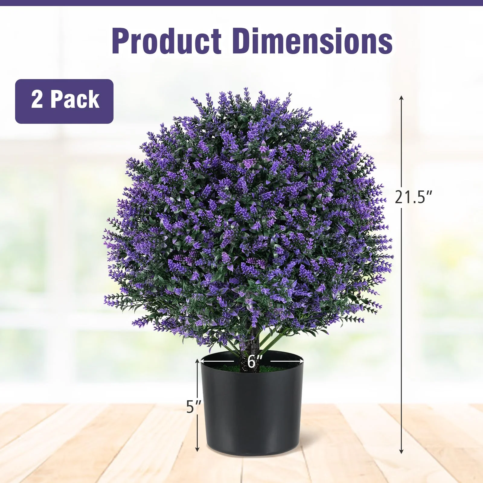 Goplus 21.5’’ Artificial Lavender Topiary Ball Tree Set of 2 - Image 7