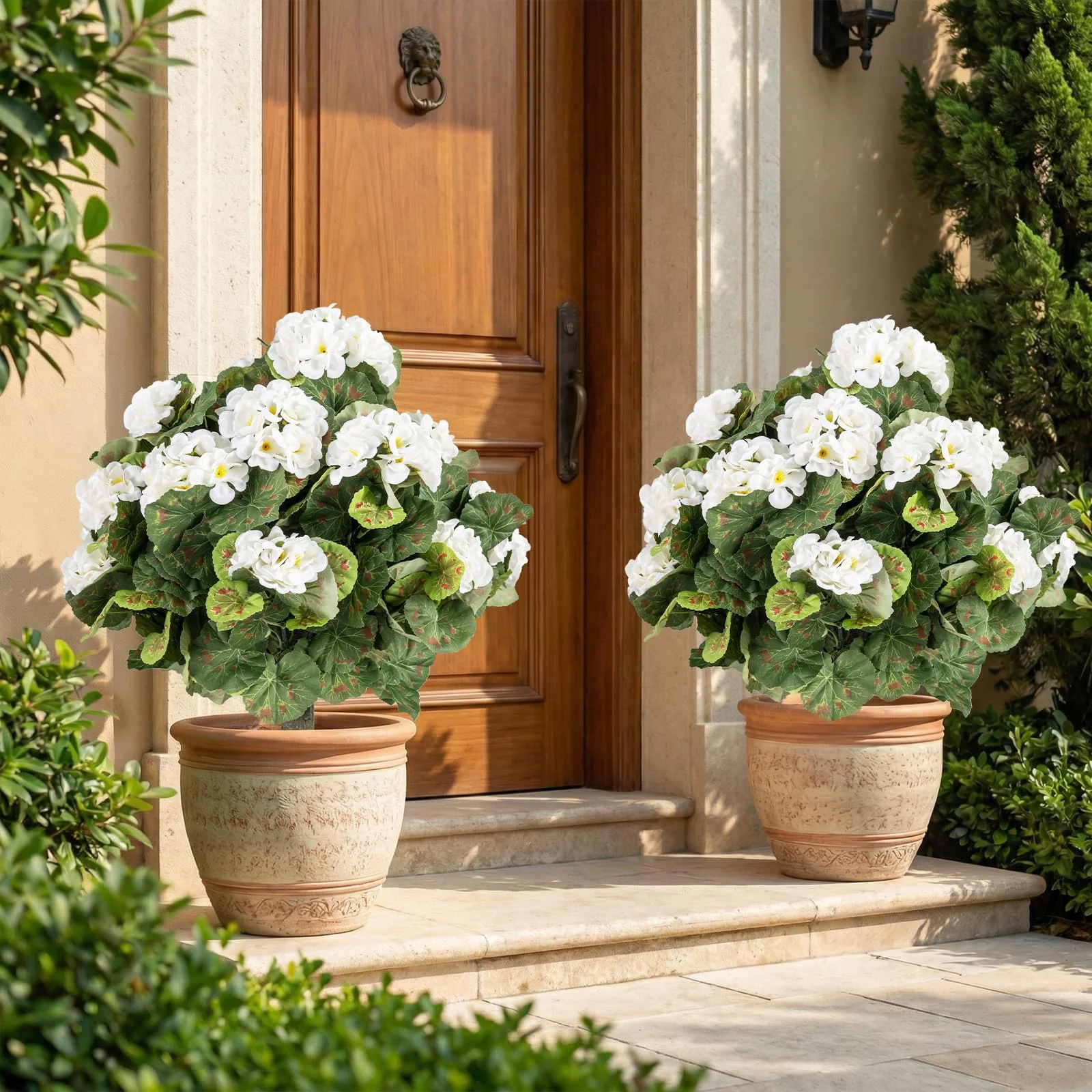 Goplus 22.5” Artificial Begonia Ball Trees Set of 2 with Ground Spikes - Image 2