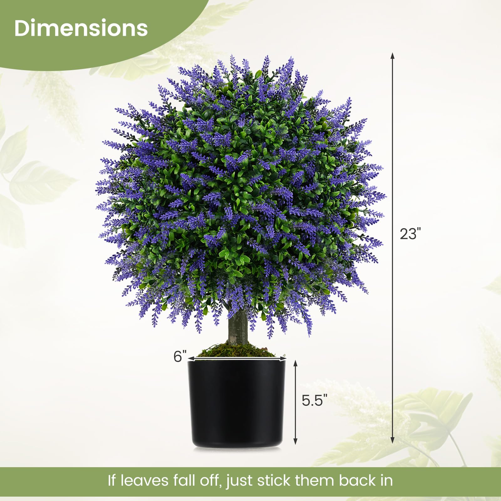 Goplus 22'' Artificial Wisteria Topiary Ball Tree with Vivid Wisteria - Image 7