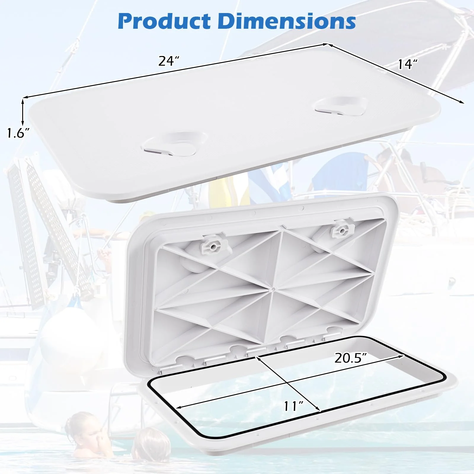 Goplus 24” x 14” Boat Hatch with 180° Lid Hinge & Non-Slip Surface - Image 3