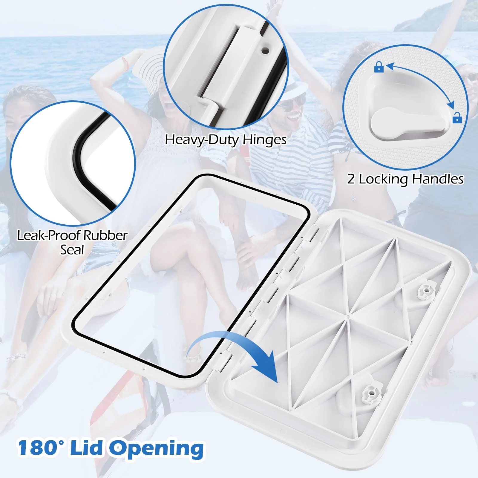 Goplus 24” x 14” Boat Hatch with 180° Lid Hinge & Non-Slip Surface - Image 4