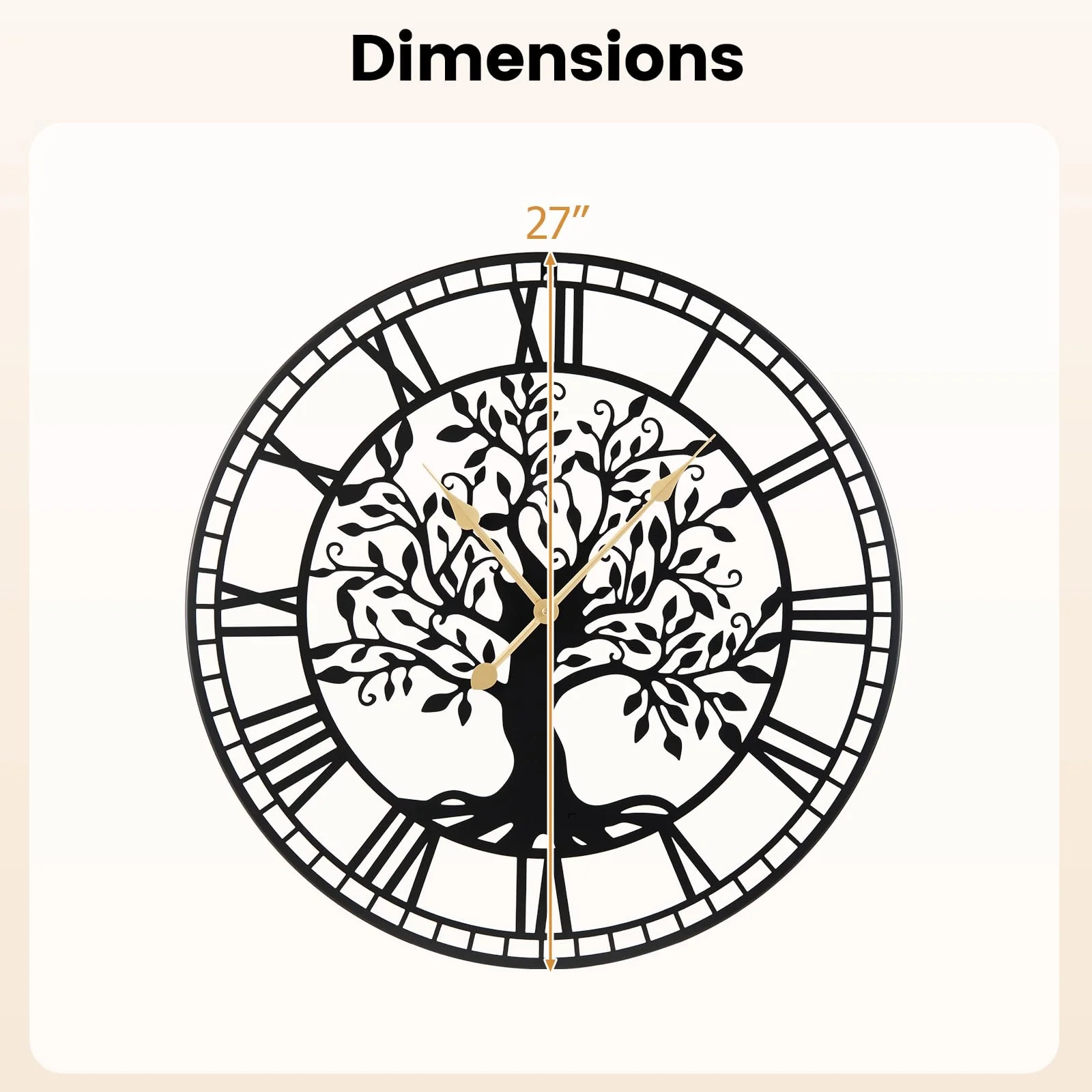 Goplus  27" Tree of Life Big Metal Wall Clock | Battery-Operated Wall Decoration - Image 6
