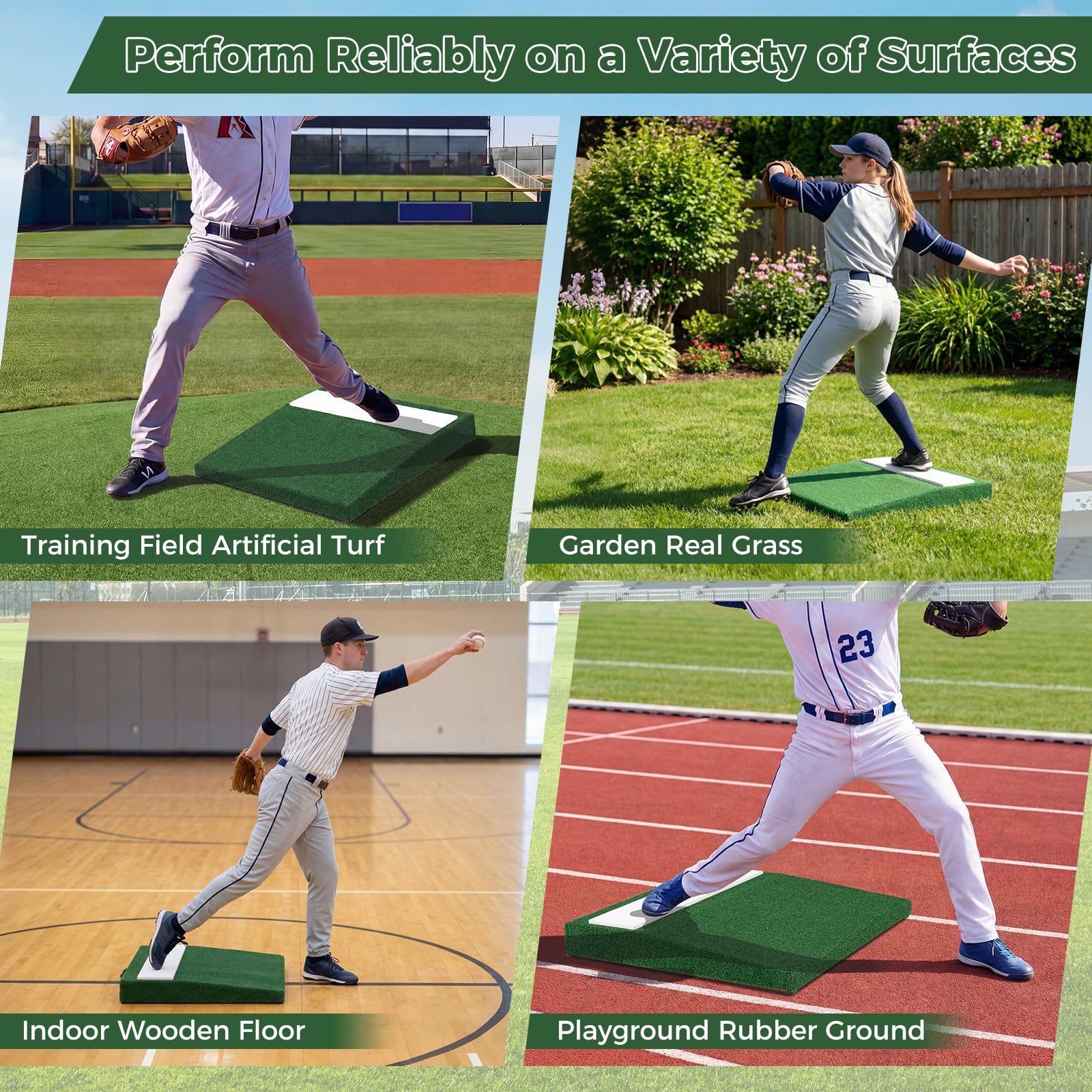 Goplus 27" x 27" x 4" Portable Pitchers Mound with Baseball - Image 5