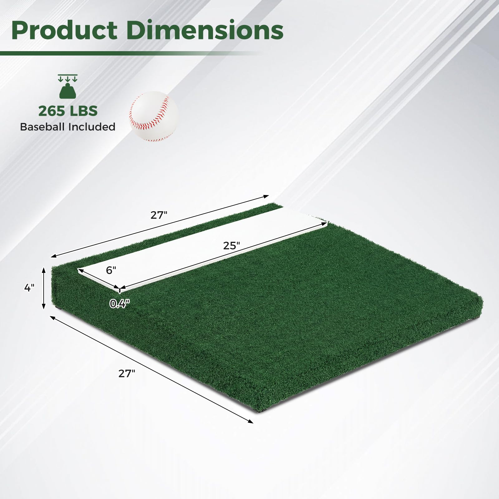 Goplus 27" x 27" x 4" Portable Pitchers Mound with Baseball - Image 6