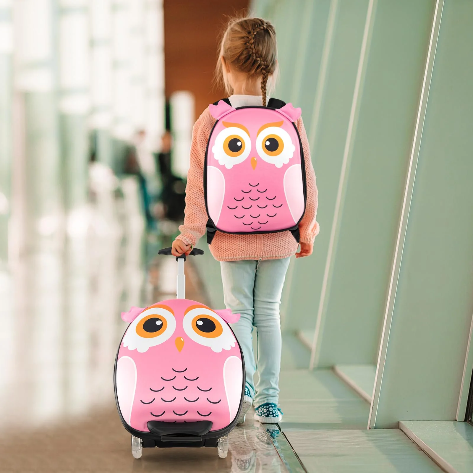 Goplus 2PC Kids Carry On Luggage Set, 16" Rolling Suitcase & 12" Backpack - Image 2