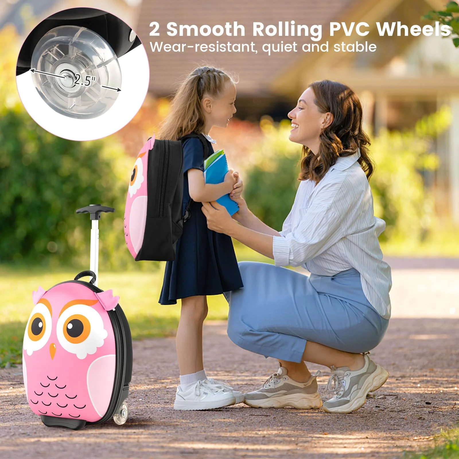 Goplus 2PC Kids Carry On Luggage Set, 16" Rolling Suitcase & 12" Backpack - Image 3
