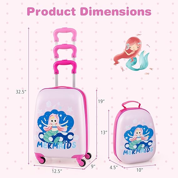 Goplus 2PC Kids Luggage, 12" & 16" Kids Carry On Luggage Set, Lightweight Spinner Suitcases - Image 11