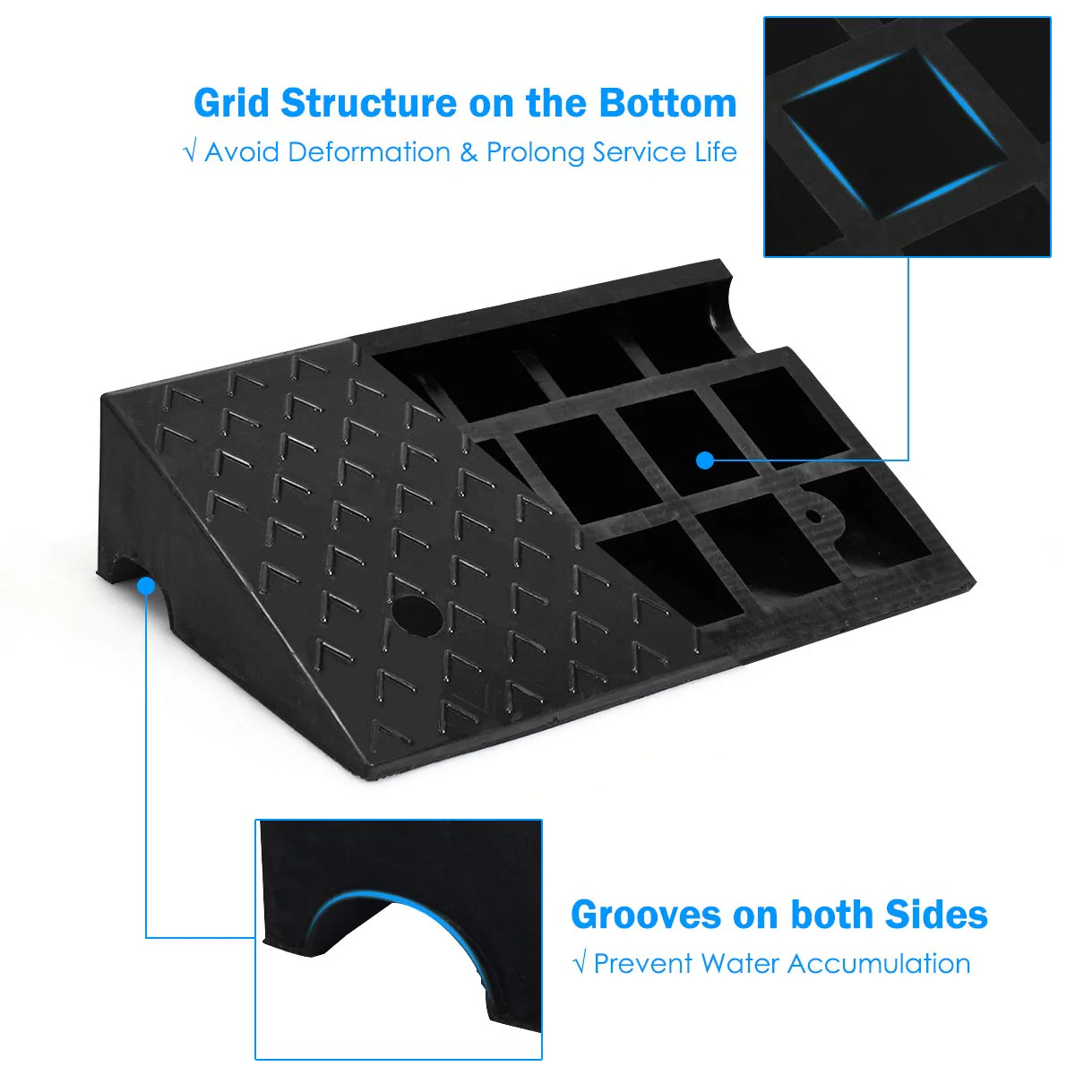 Goplus 2PCS Rubber Car Curb Ramps, 5" Rise Portable Lightweight Threshold Ramp Set - Image 3