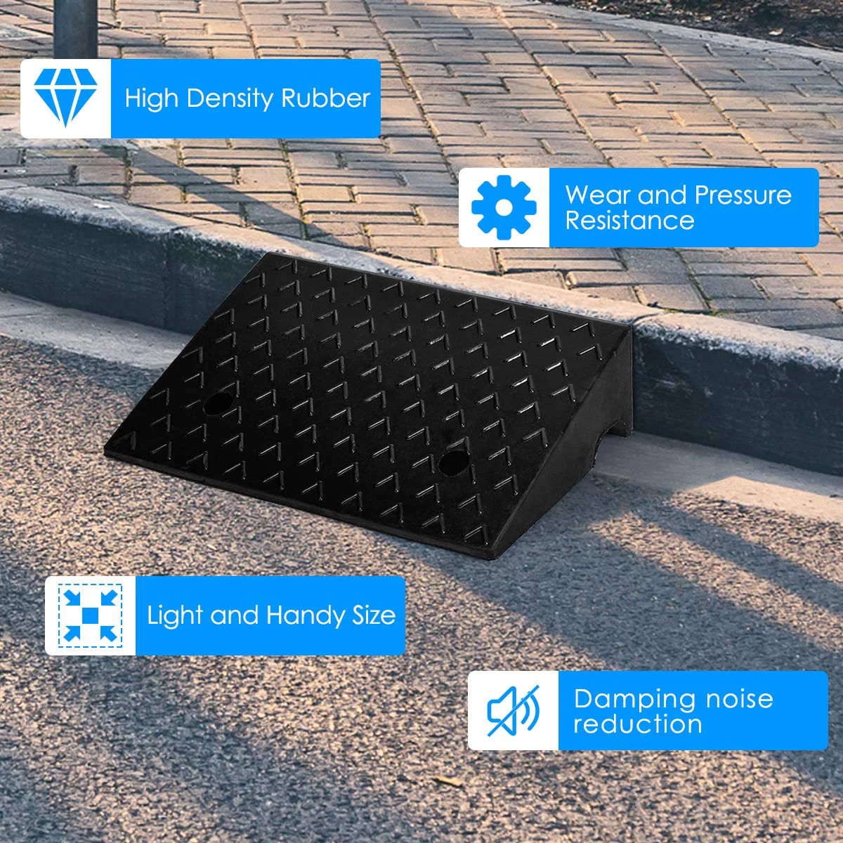 Goplus 2PCS Rubber Car Curb Ramps, 5" Rise Portable Lightweight Threshold Ramp Set - Image 4