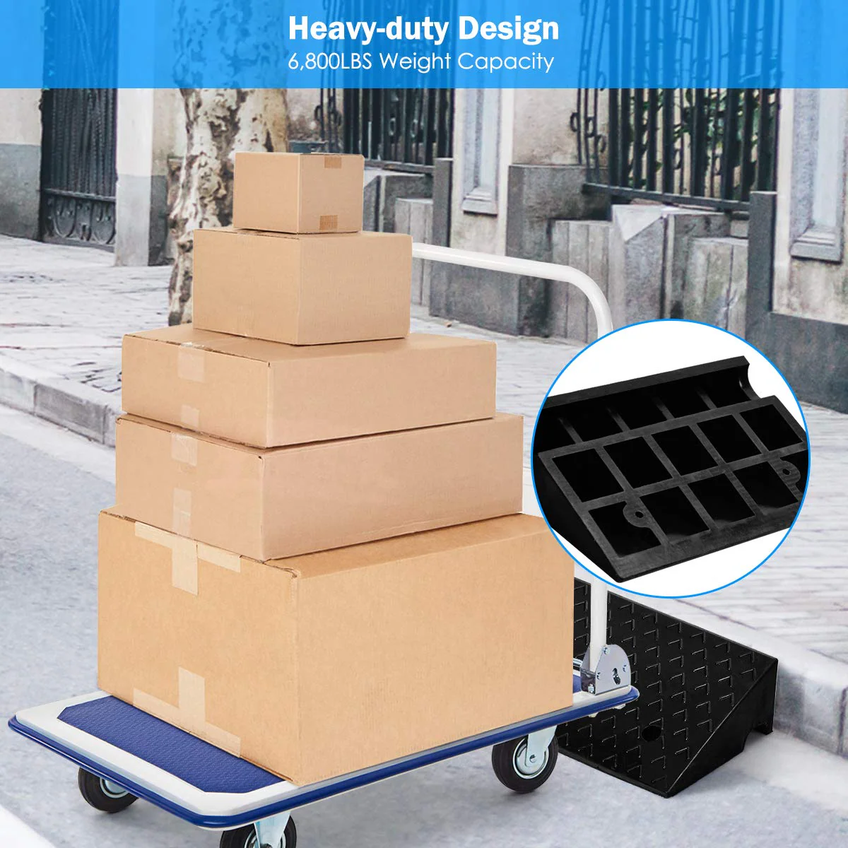 Goplus 2PCS Rubber Car Curb Ramps, 5" Rise Portable Lightweight Threshold Ramp Set - Image 5