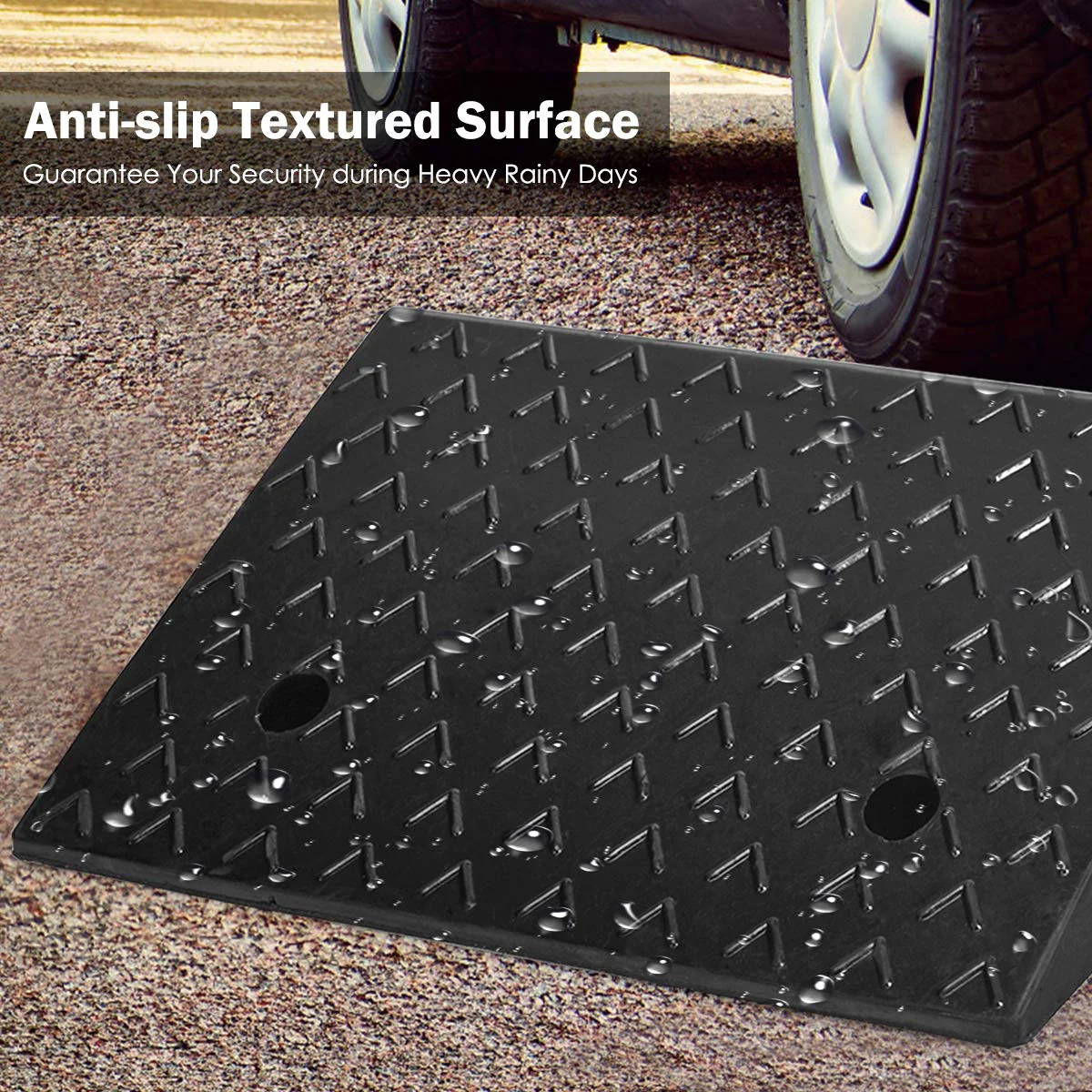 Goplus 2PCS Rubber Car Curb Ramps, 5" Rise Portable Lightweight Threshold Ramp Set - Image 6