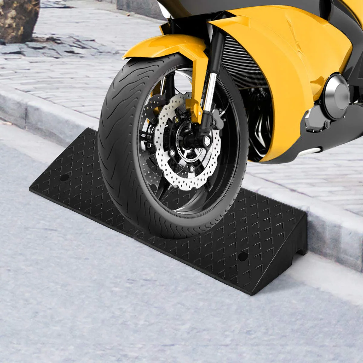 Goplus 2PCS Rubber Car Curb Ramps, 5" Rise Portable Lightweight Threshold Ramp Set - Image 8