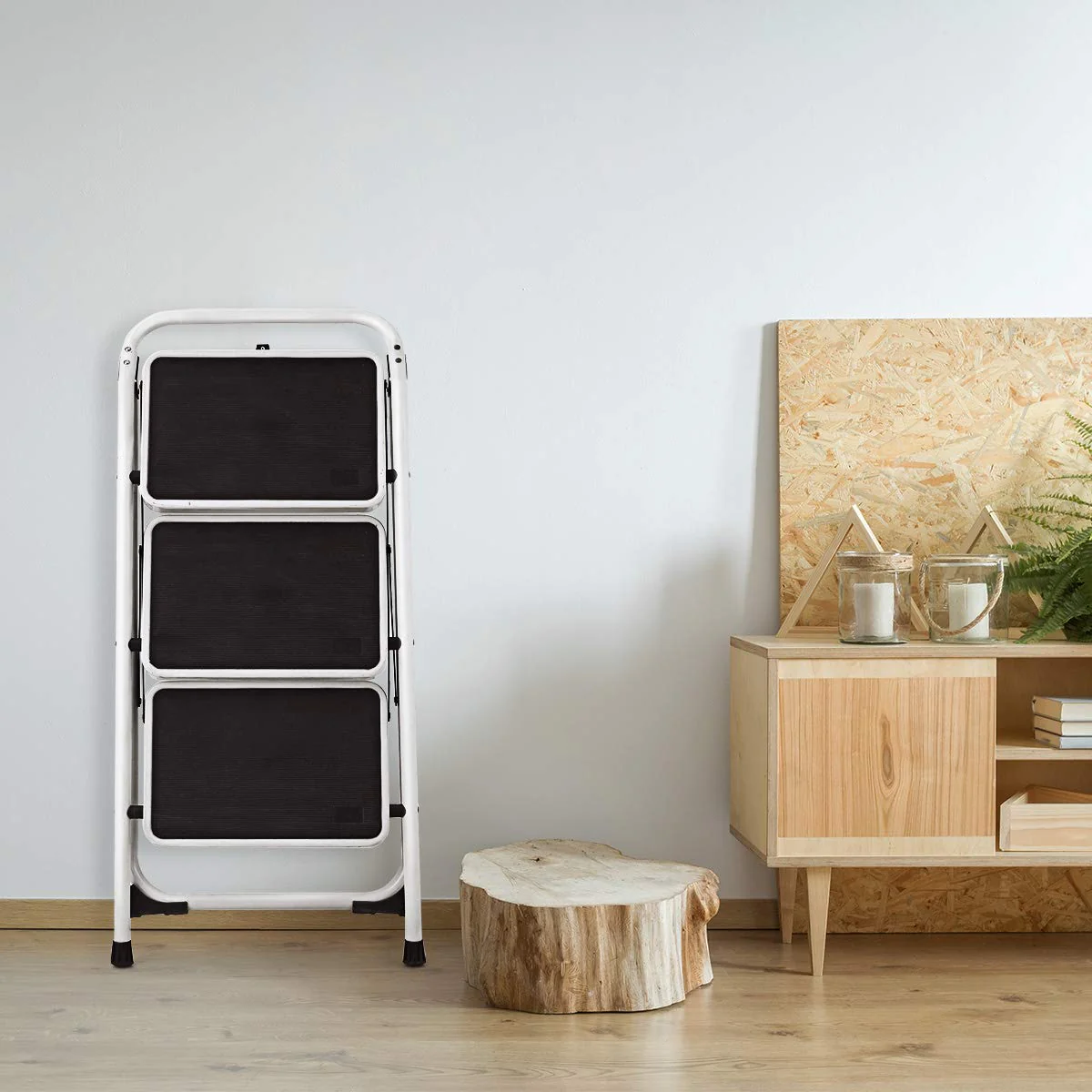 Goplus 3 Step Ladder, Folding Heavy Duty Step Stool Lightweight Steel Ladder, 340lbs Capacity (Black) - Image 6