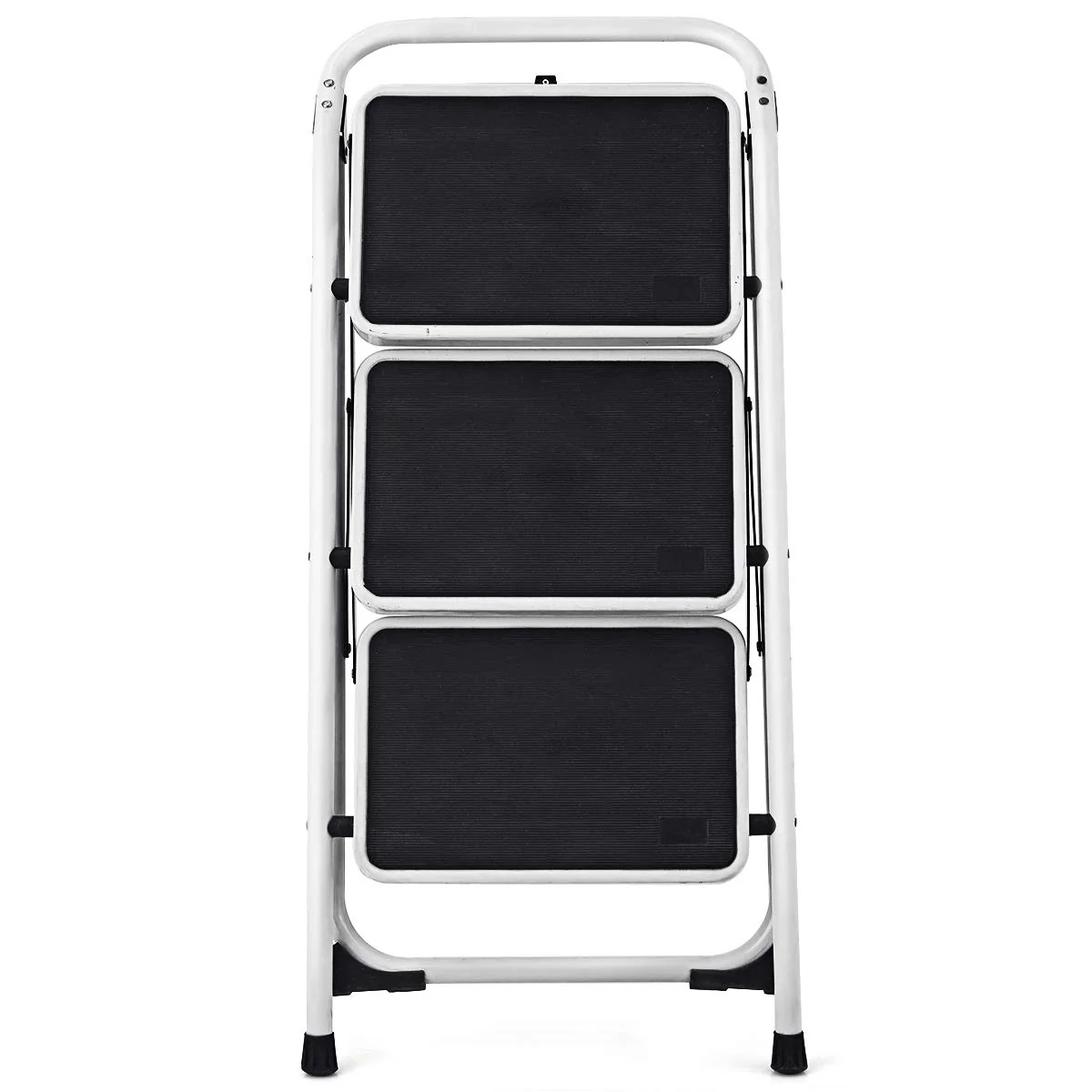 Goplus 3 Step Ladder, Folding Heavy Duty Step Stool Lightweight Steel Ladder, 340lbs Capacity (Black) - Image 8