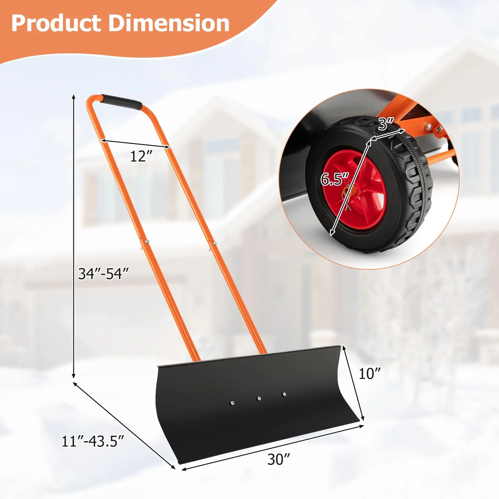 Goplus 30" Snow Shovel with Wheels - Image 8