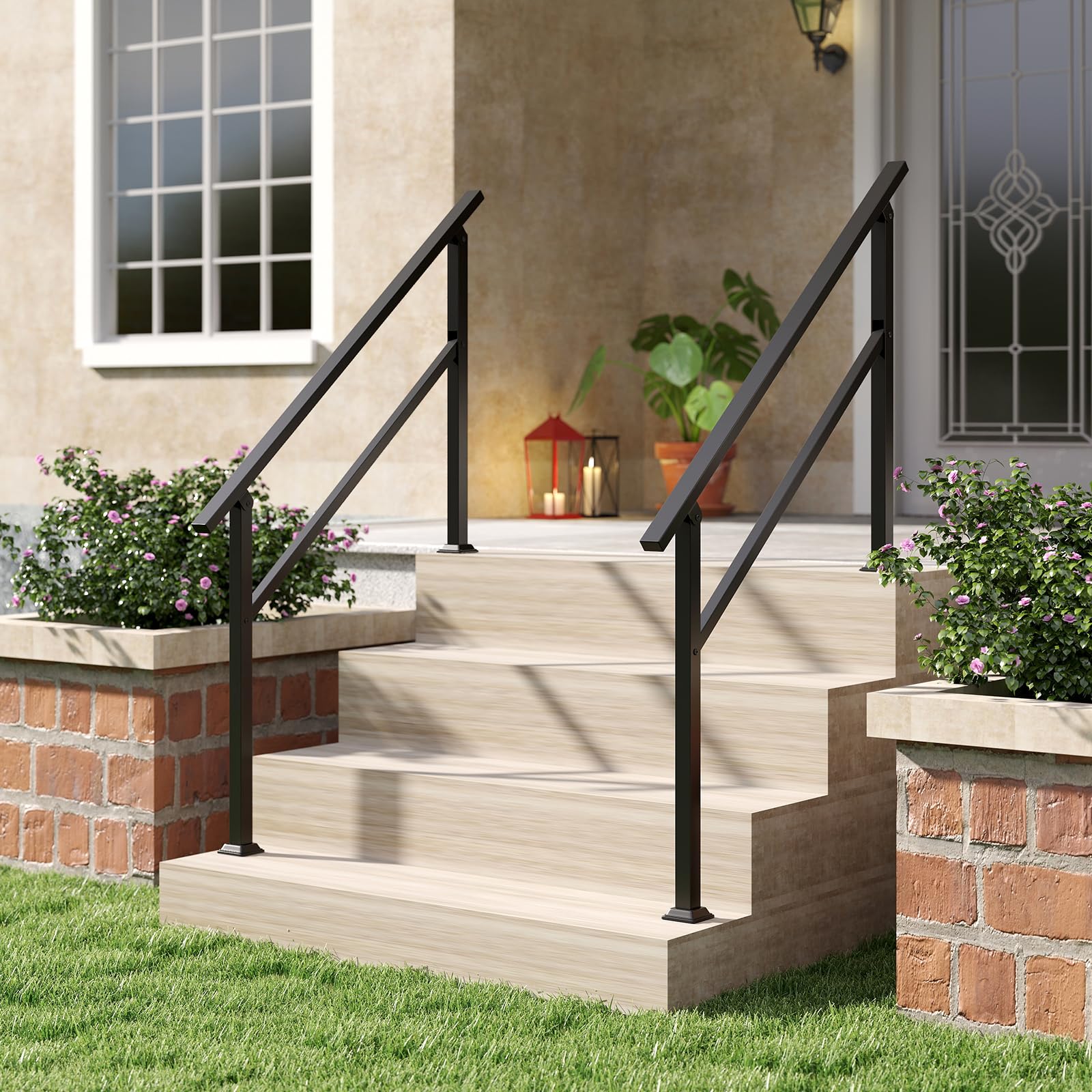 Goplus 330 LBS Staircase Safety Railing with Installation Kit Fits 0-4 Steps - Image 3