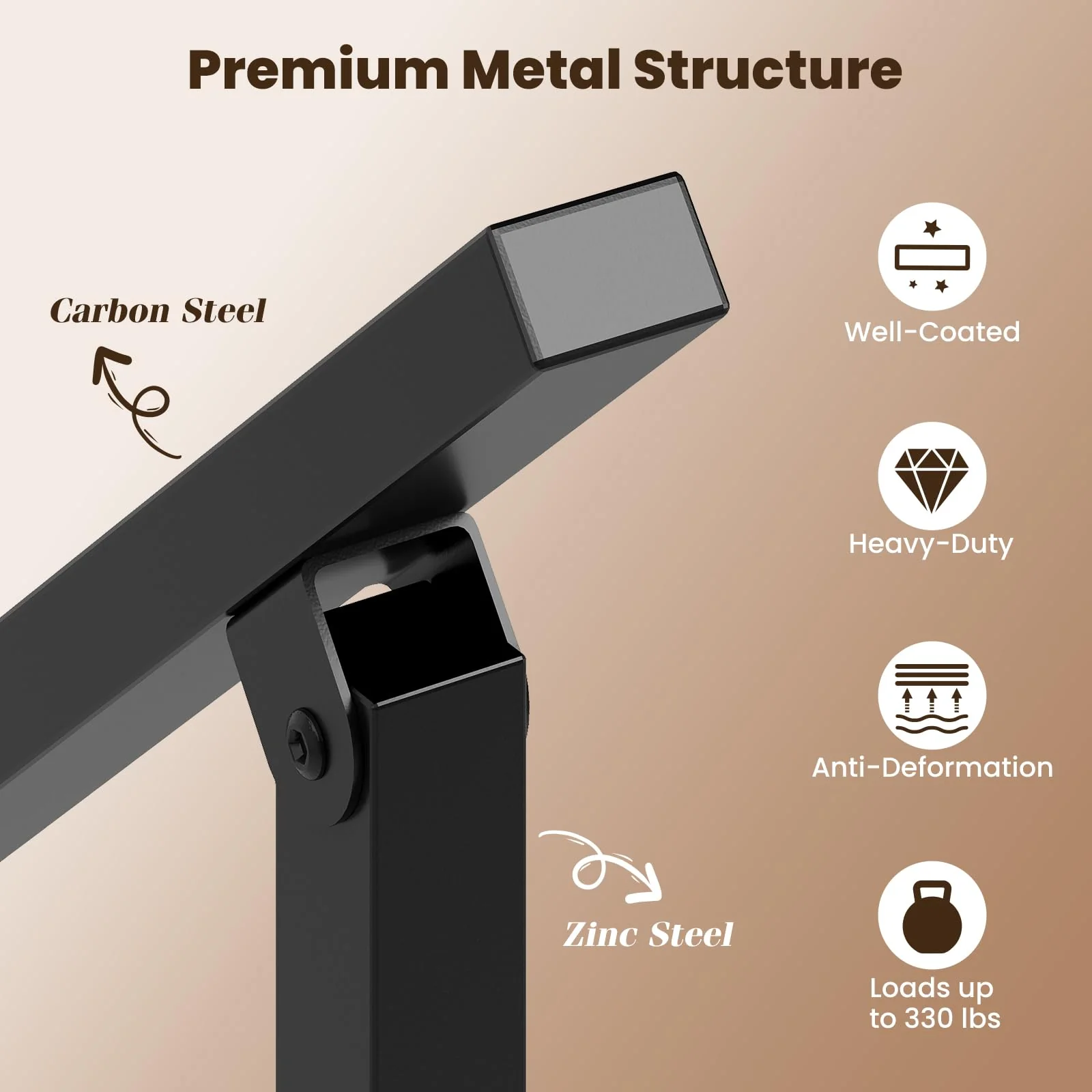 Goplus 330 LBS Staircase Safety Railing with Installation Kit Fits 0-4 Steps - Image 4