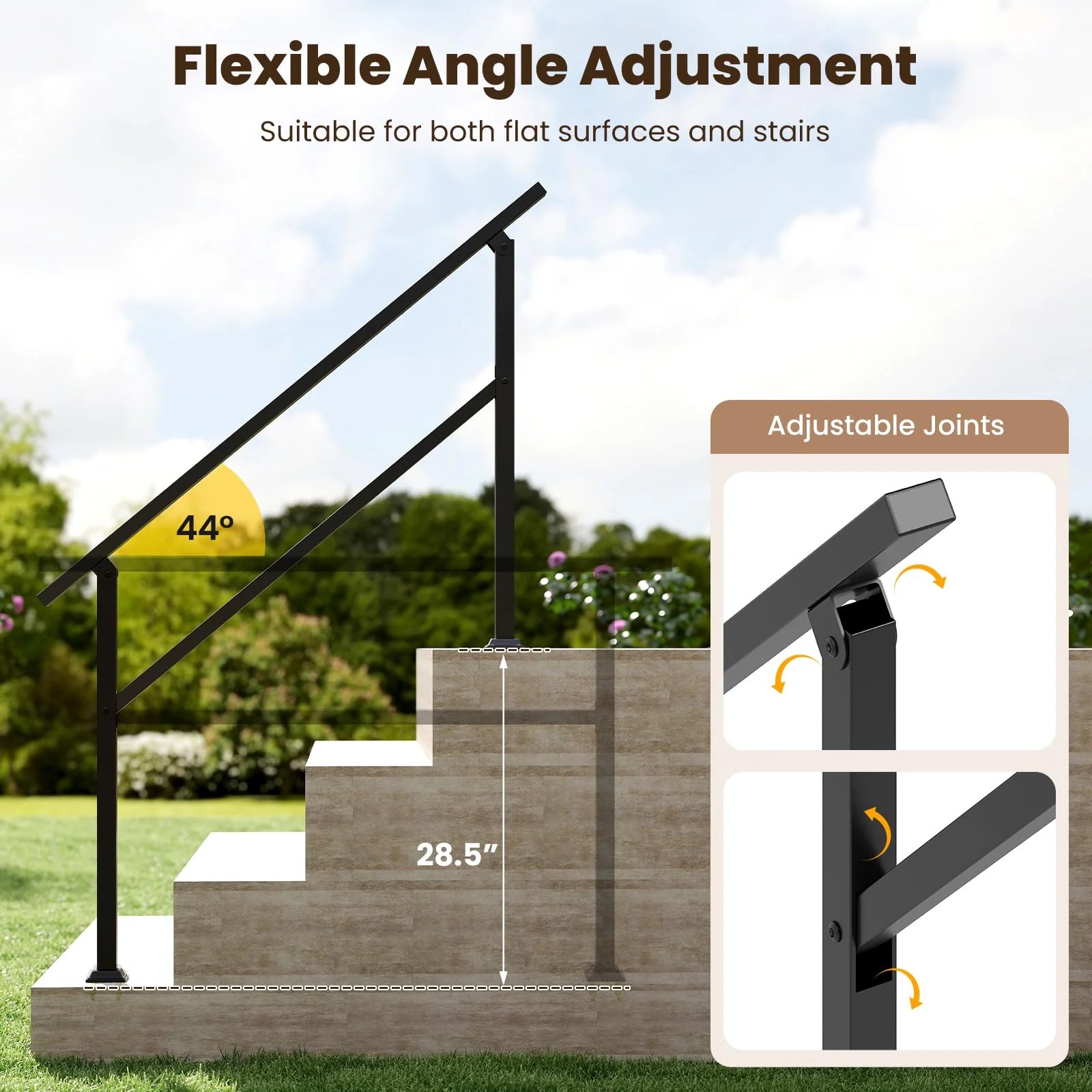Goplus 330 LBS Staircase Safety Railing with Installation Kit Fits 0-4 Steps - Image 5