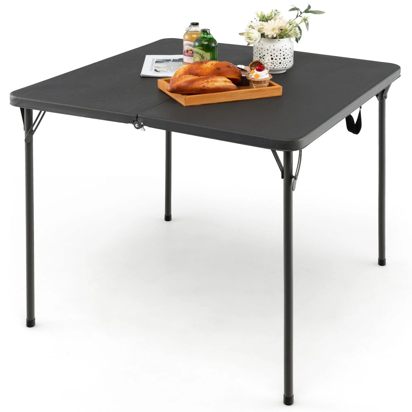 Goplus 34" Square Folding Table, Foldable Plastic Card Table - Image 3