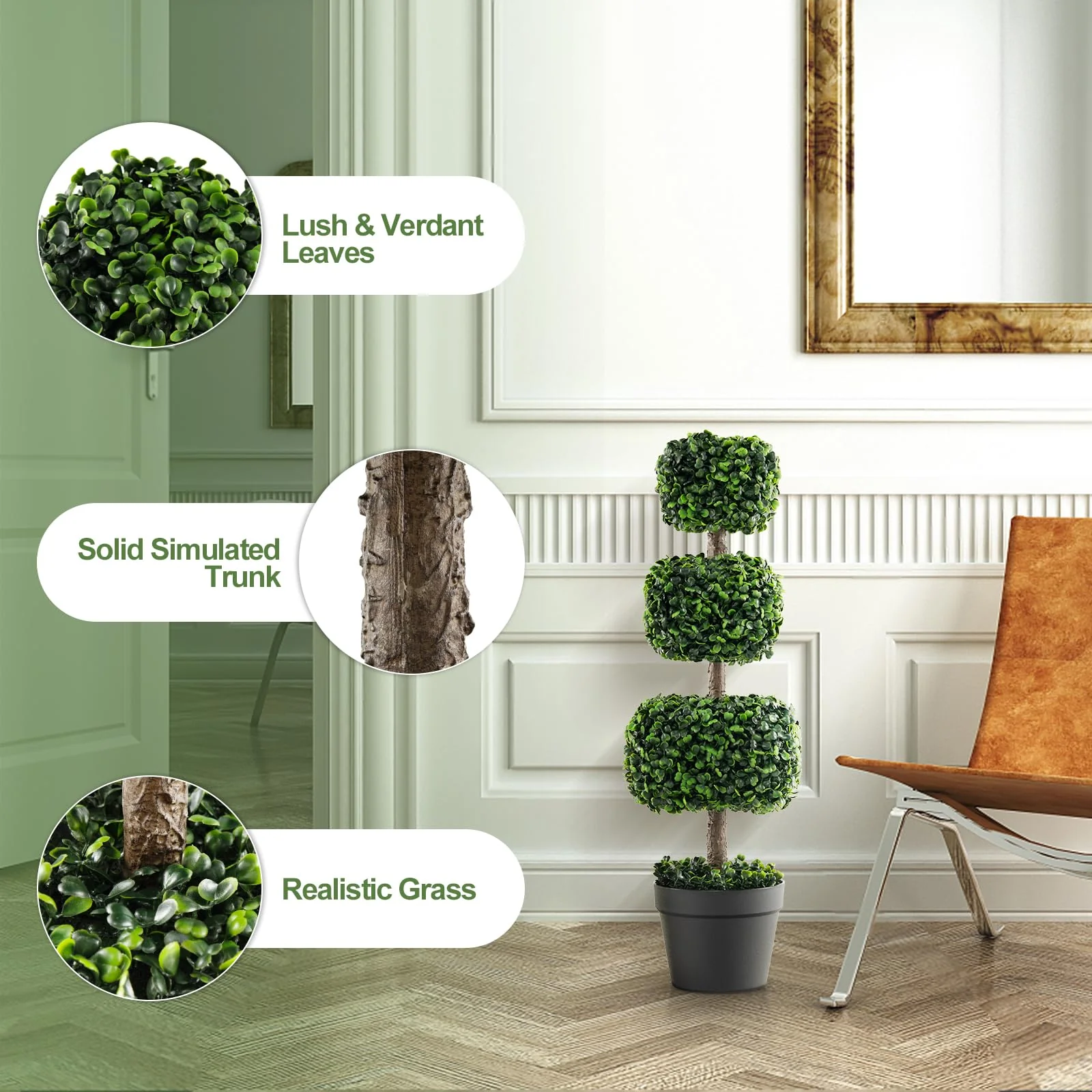 Goplus 35¡± Artificial Boxwood Topiary Tree - Image 5
